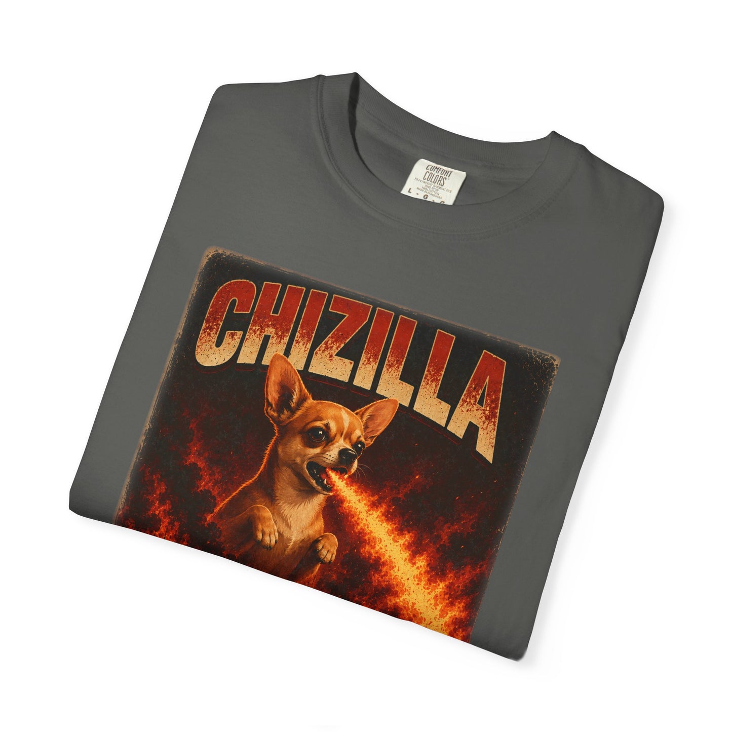 Chizilla Chihuahua T-Shirt — Godzilla Parody Fire-Breathing Dog Tee