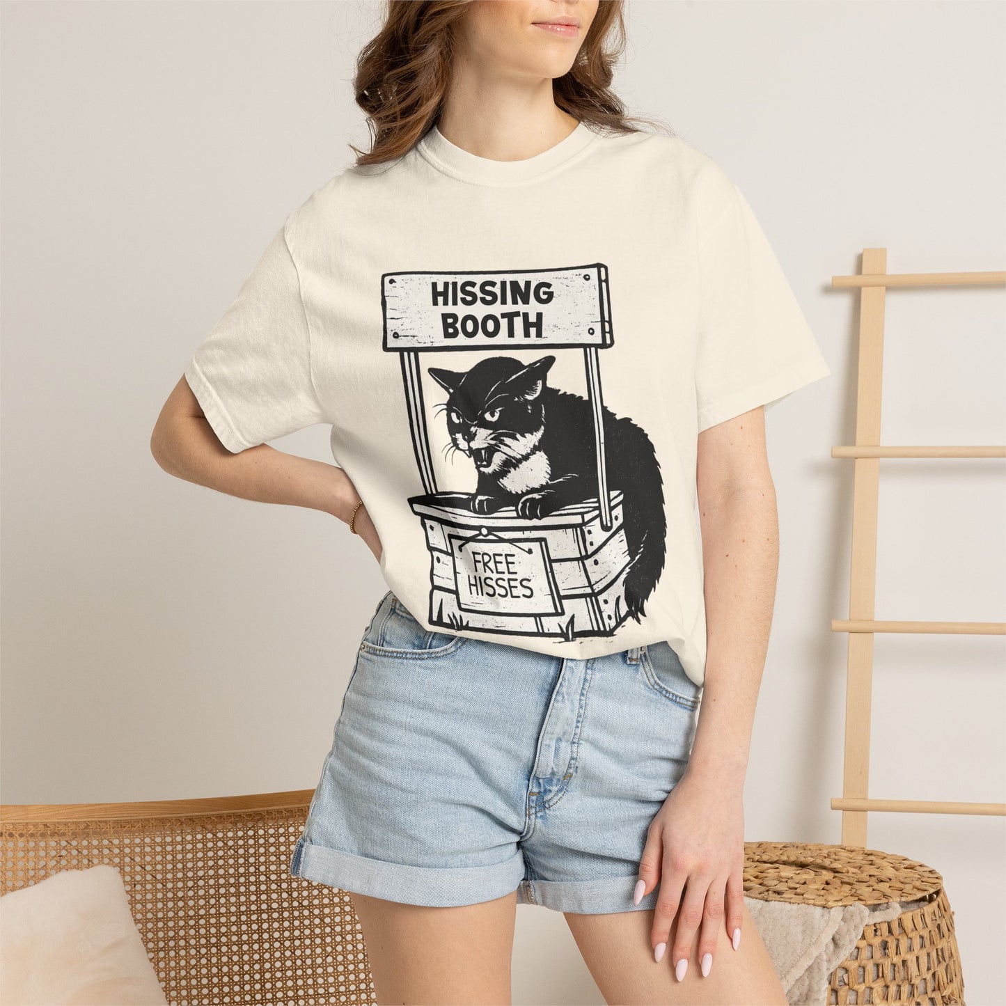 Hissing Booth Cat T-Shirt | Funny Cat Graphic Tee