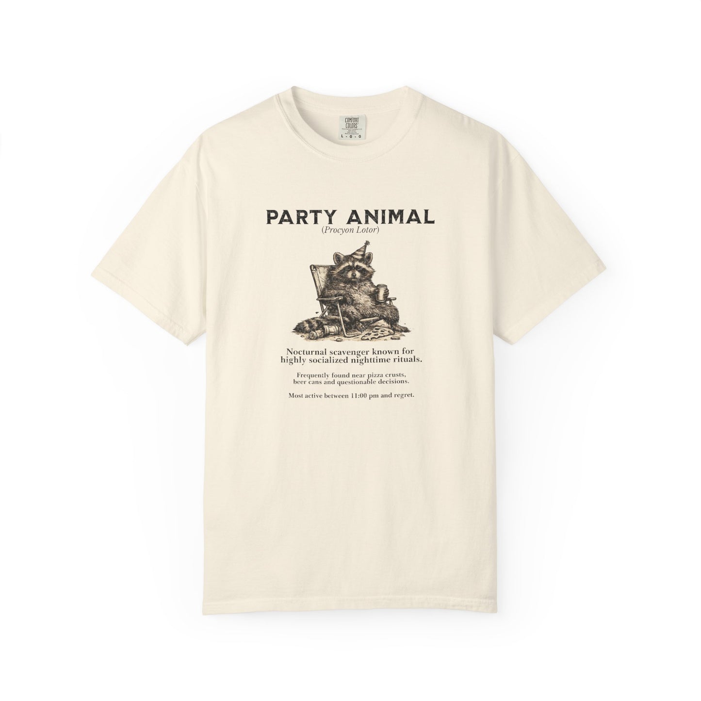 Vintage Raccoon Field Guide T-Shirt — 'Nocturnal Party Animal' Graphic Tee