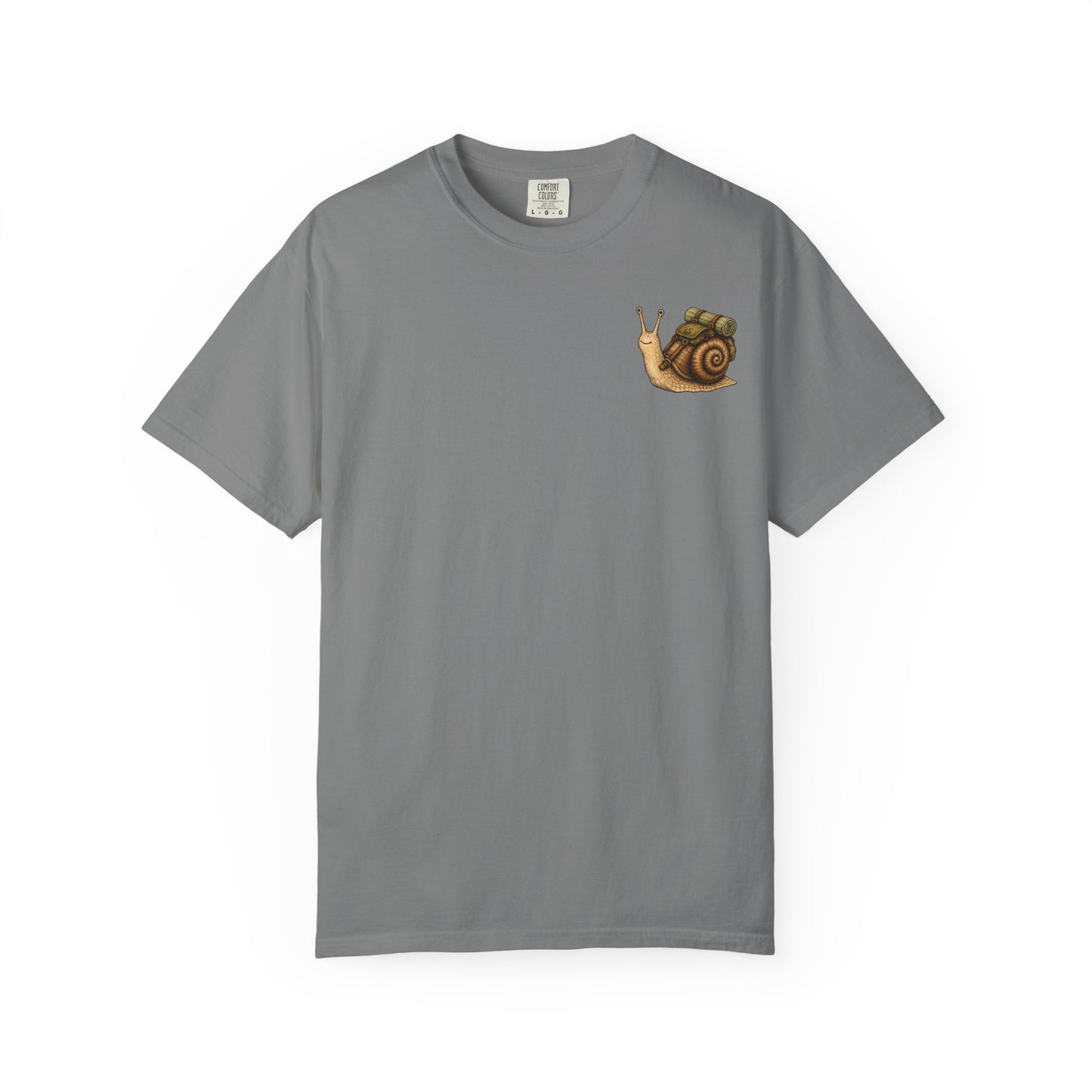 Snail Pocket T-Shirt — Cute Minimal Animal Slow Adventure Graphic Tee