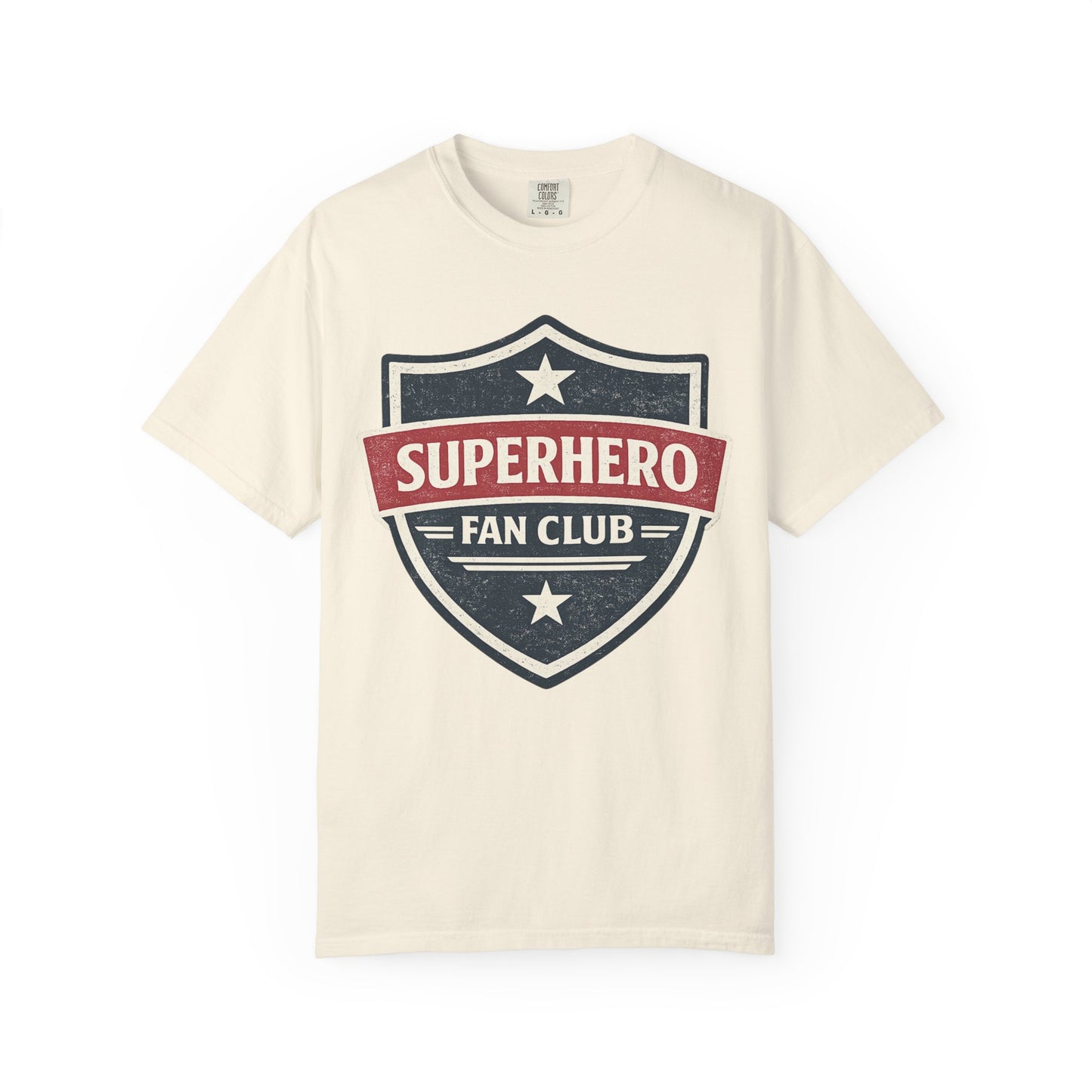 Superhero Fan Club Retro Shield T-Shirt Vintage Comic Graphic Tee