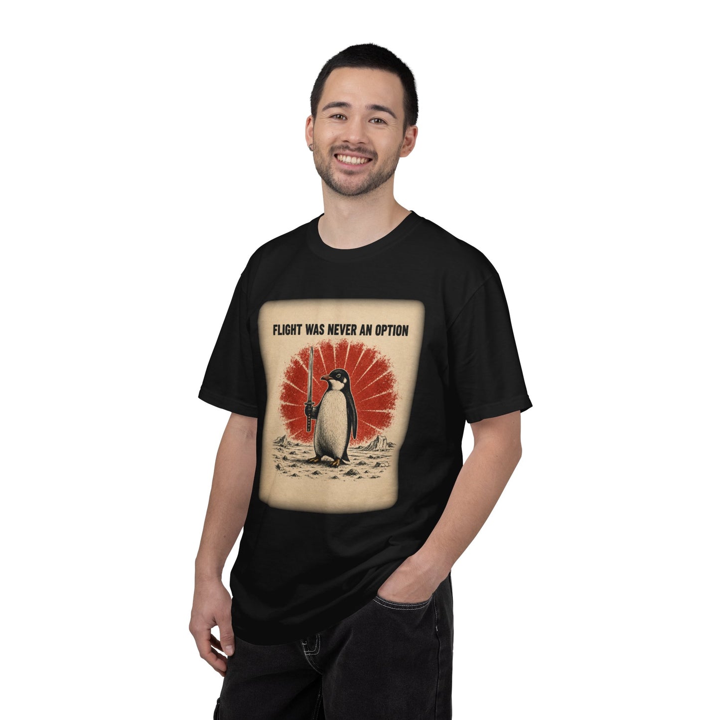 Flight Was Never an Option Penguin Shirt | Funny Warrior Penguin Graphic Tee | Vintage Comfort Colors® T-Shirt
