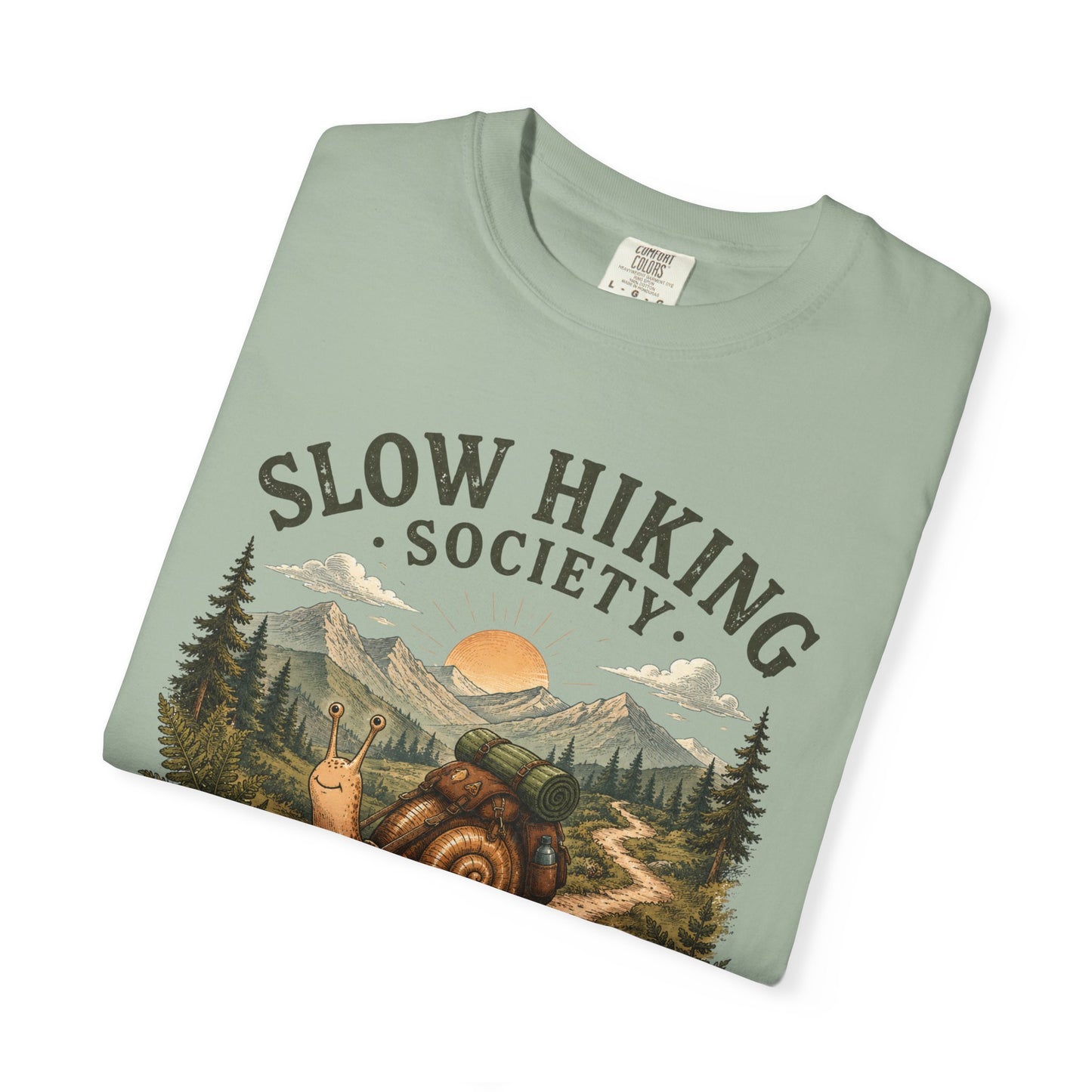 Slow Hiking Society T-Shirt, Retro Snail Vintage Be There When I Get There Nature Tee