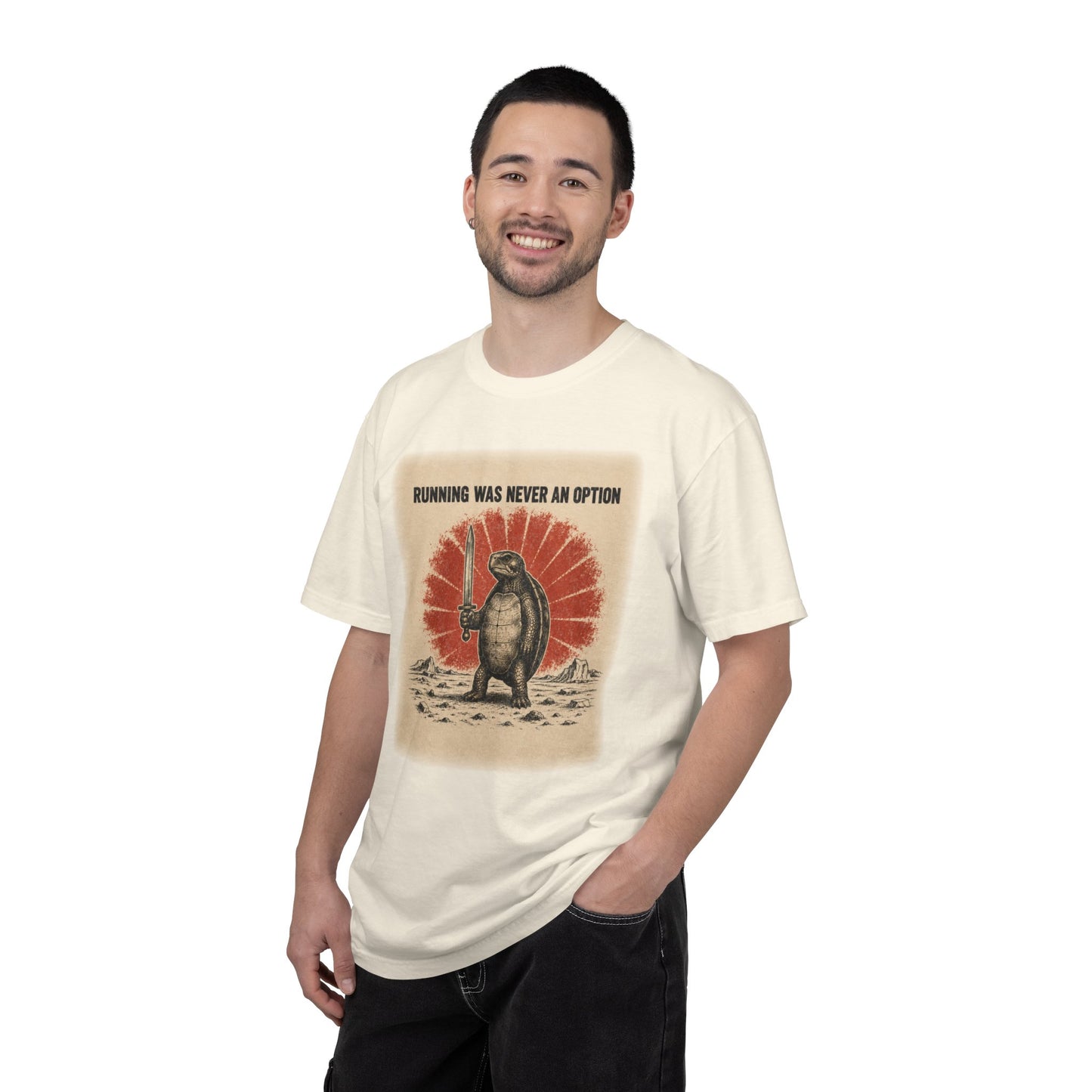 Running Was Never an Option Turtle Shirt | Funny Warrior Turtle Graphic Tee | Vintage Comfort Colors® T-Shirt