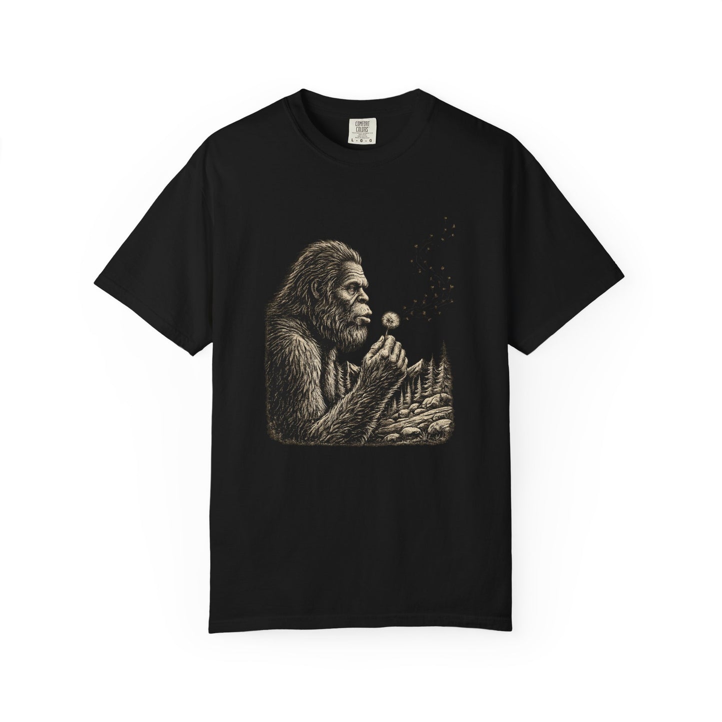 Peaceful Sasquatch Making a Wish Dandelion Vintage T-Shirt