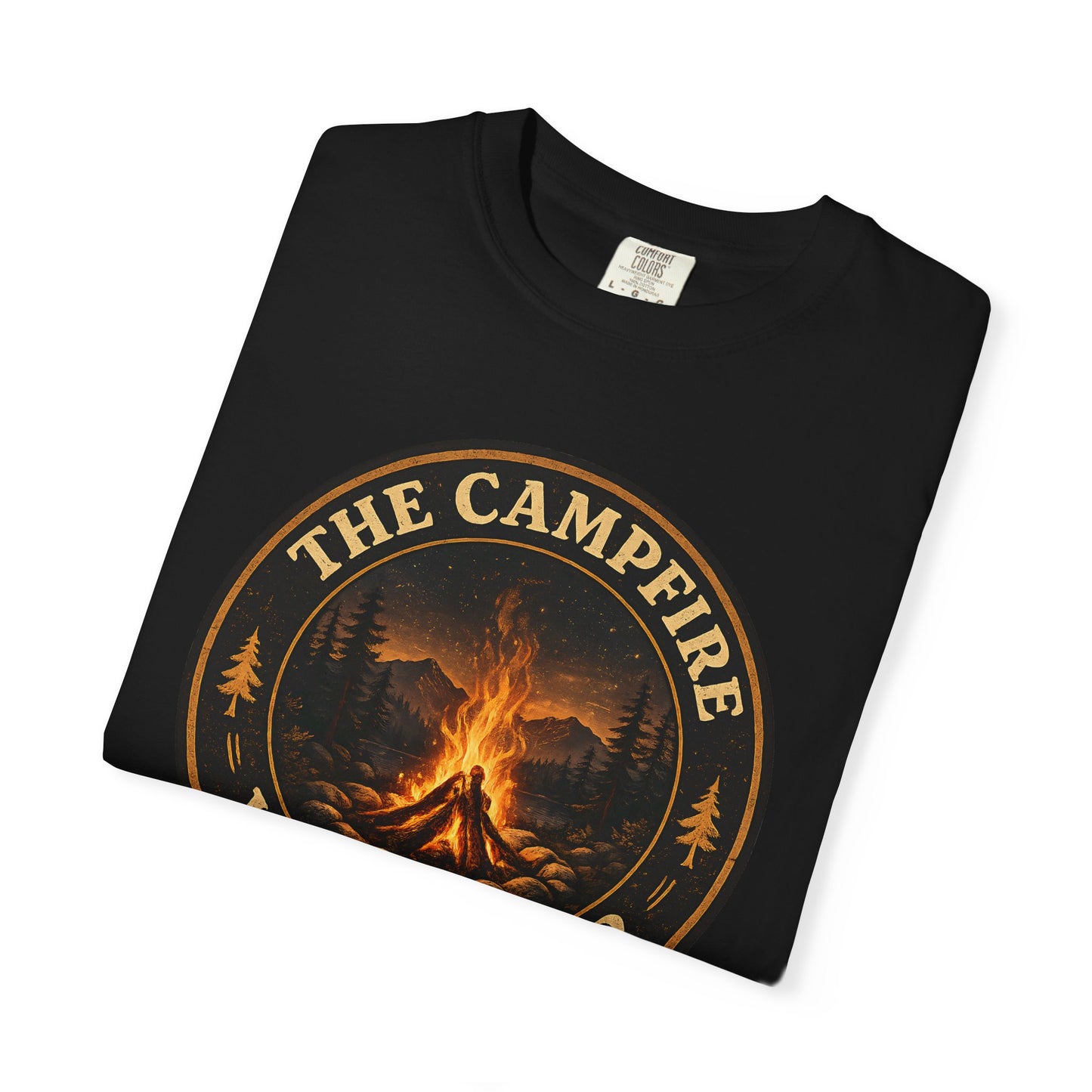 Campfire Whisperer T-Shirt — Retro Outdoor Camping Badge Tee