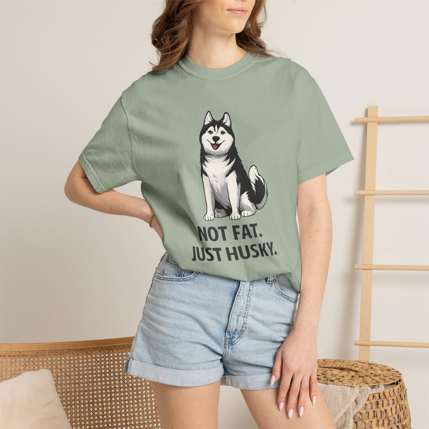 Not Fat Just Husky Husky T-Shirt | Cute Husky Illustration, Dog Lover Tee