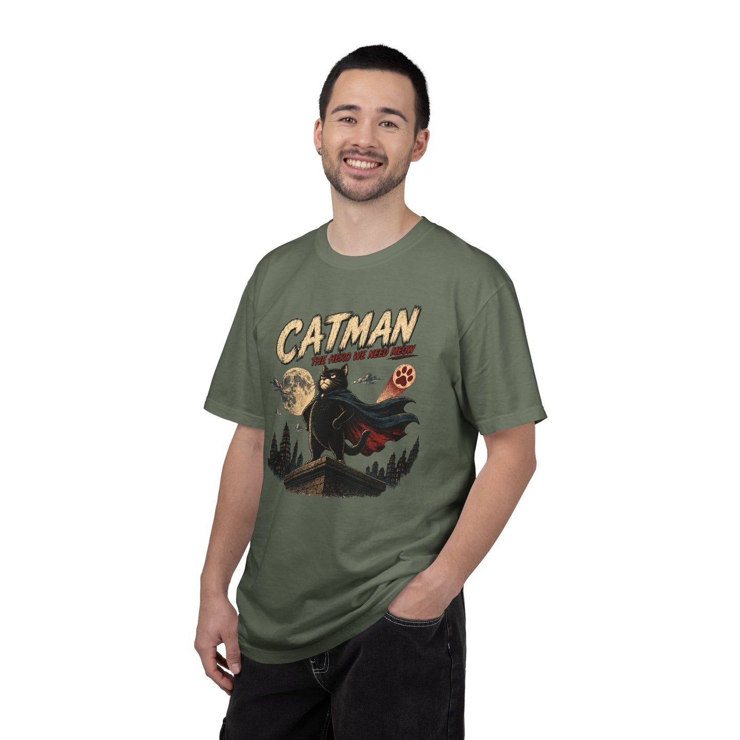 Catman Retro Comic T-Shirt — Vintage Superhero Cat The Hero We Need Meow Design