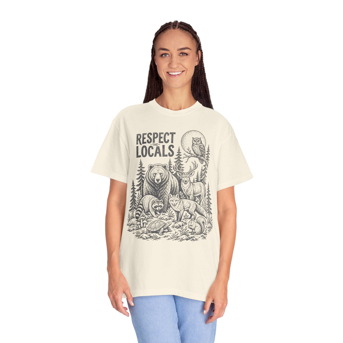 Respect Locals Wildlife Vintage Distressed Forest Animals T-Shirt