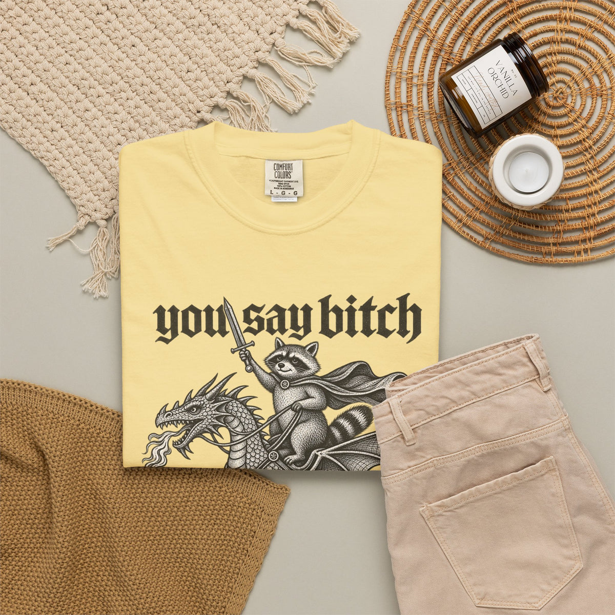 You Say Bitch Like It's A Bad Thing Vintage Gothic Raccoon Dragon T-Shirt