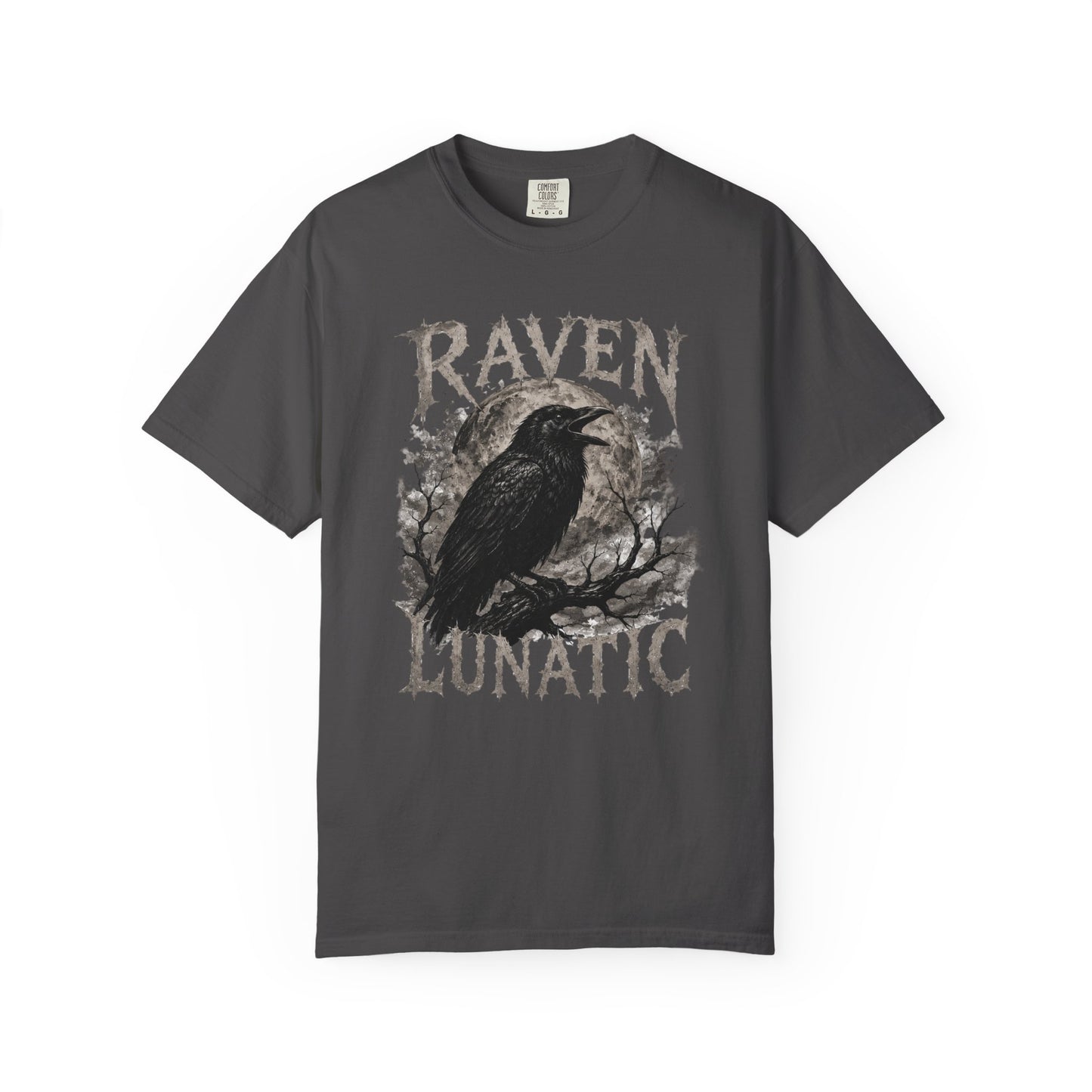 Raven Lunatic T‑Shirt — Gothic Crow Graphic Dark Nature Graphic Tee