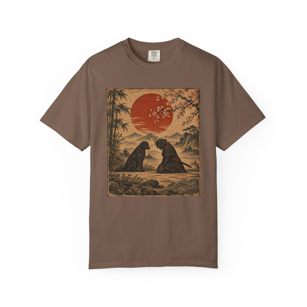 Samurai Bowing to Dog Shir, Vintage Japanese Dog Graphic Tee
