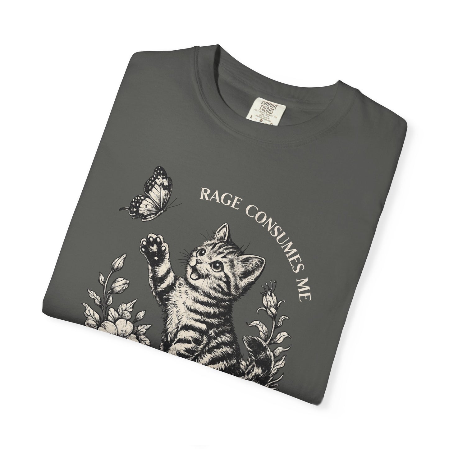 Rage Consumes Me Kitten T-Shirt, Funny Cute Vintage Sarcastic Cat Graphic Tee