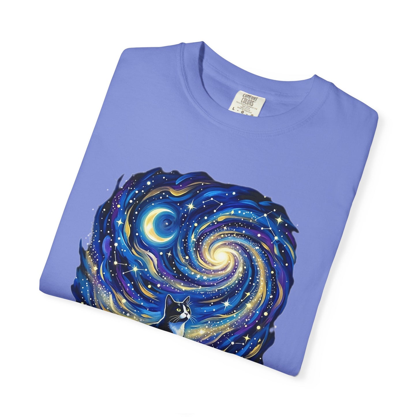 Purry Night Celestial Cat Shirt | Starry Night Cat Graphic T-Shirt