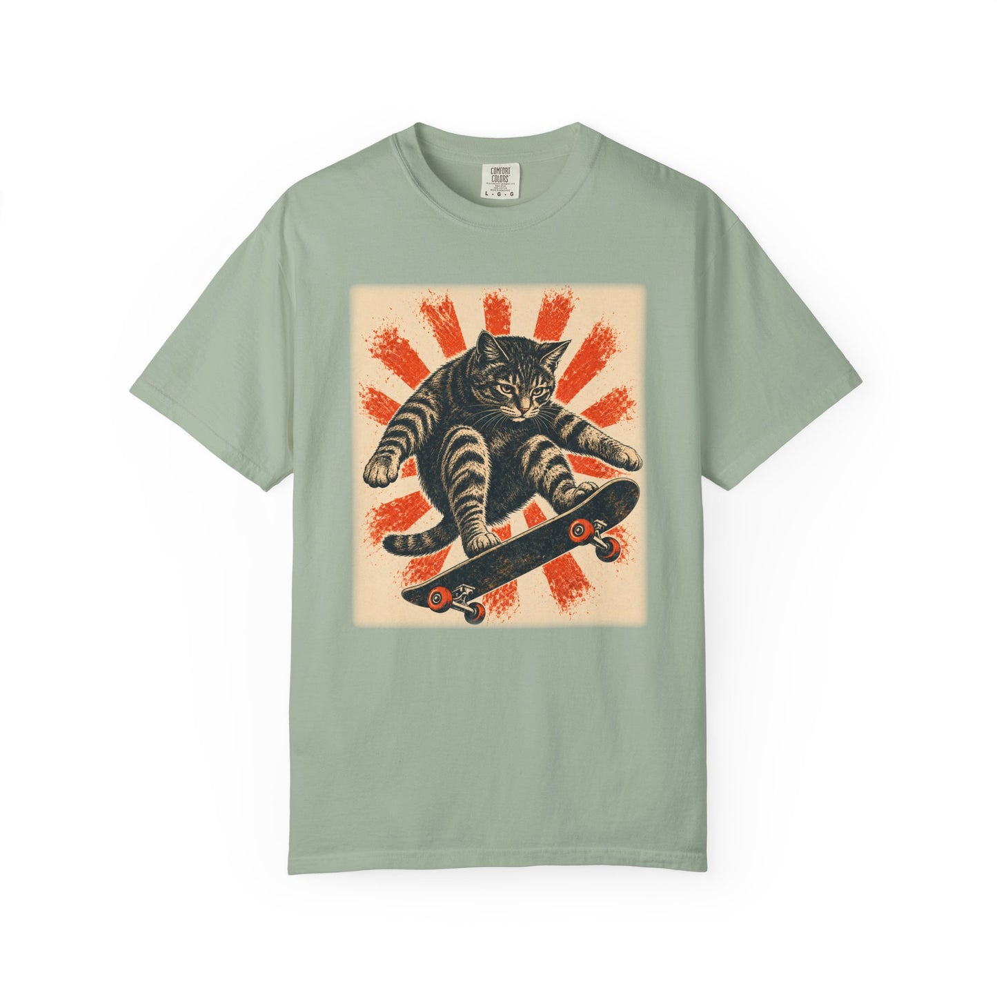 Skateboarding Cat Graphic T-Shirt | Funny Cat Skateboard Graphic Tee