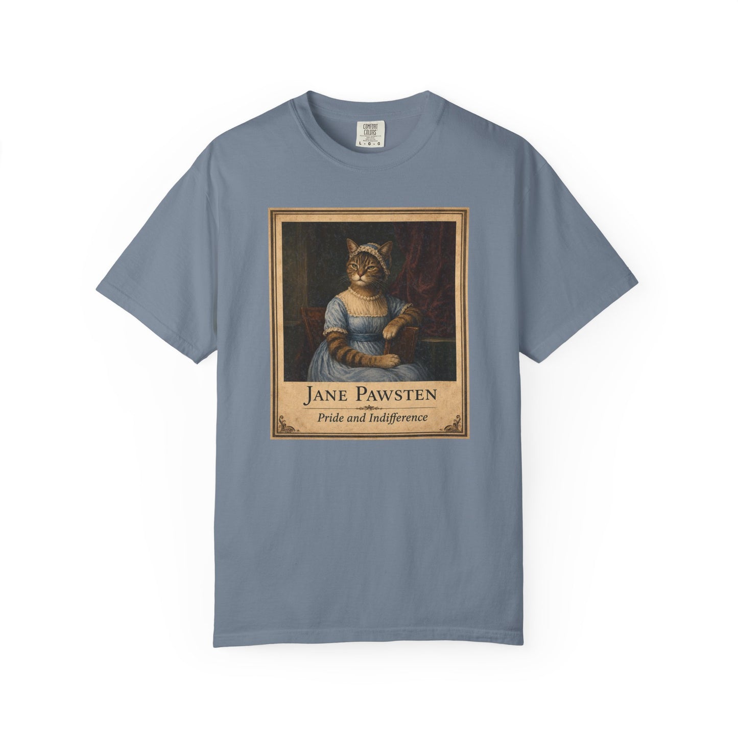 Jane Pawsten 'Pride and Indifference' T-Shirt Regency Distressed Funny Cat Tee