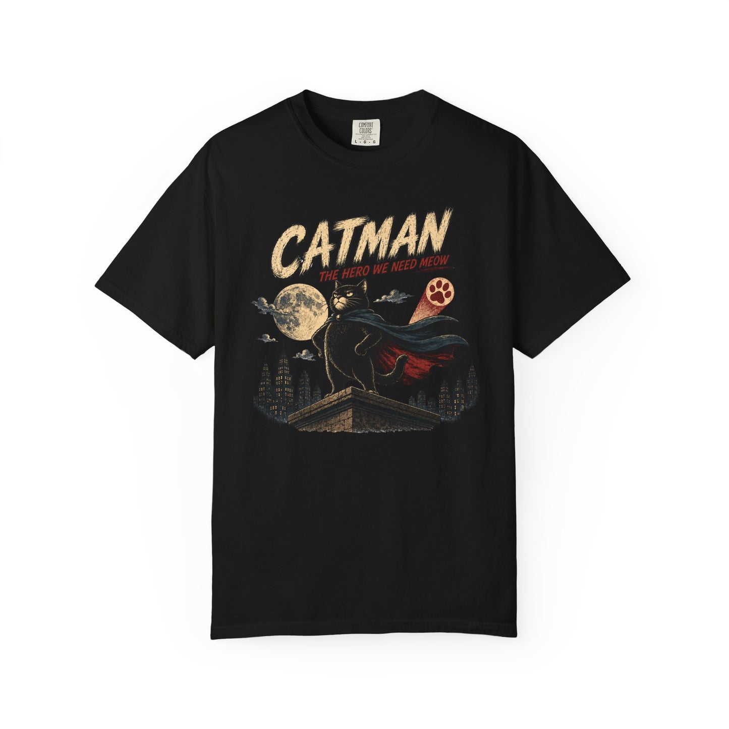 Catman Retro Comic T-Shirt — Vintage Superhero Cat The Hero We Need Meow Design