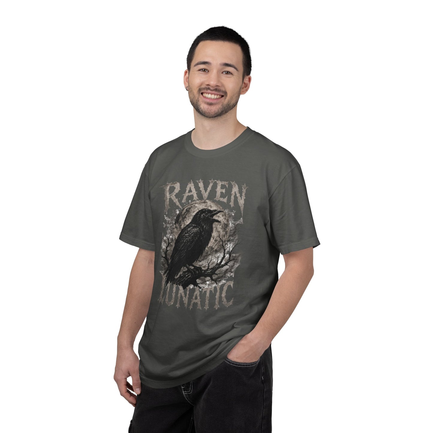 Raven Lunatic T‑Shirt — Gothic Crow Graphic Dark Nature Graphic Tee