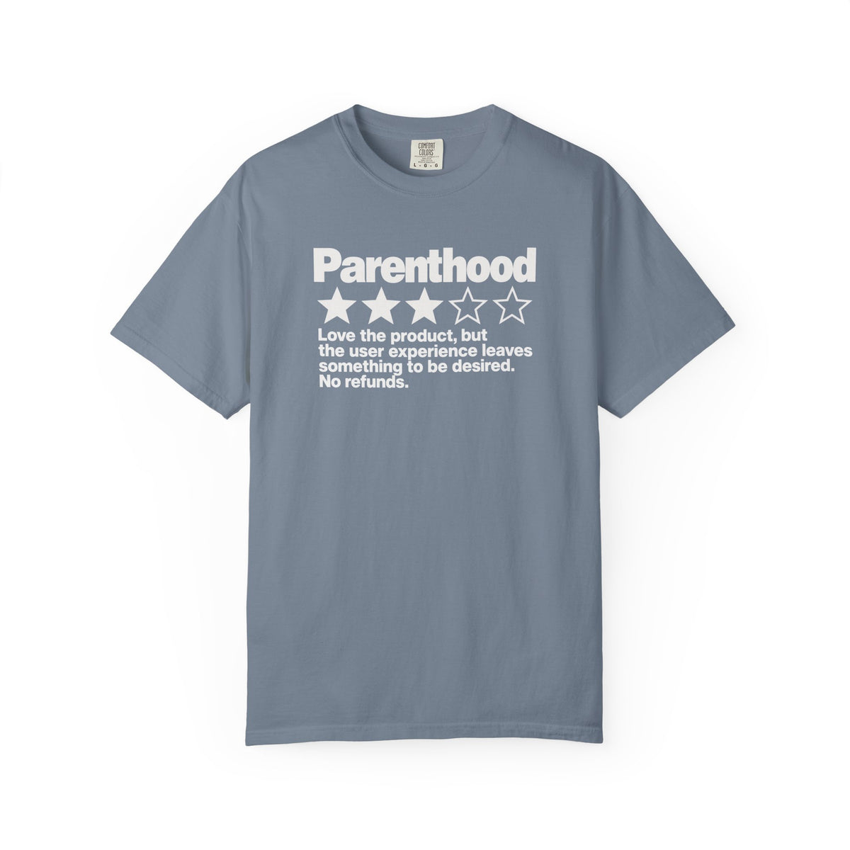 Parenthood 3-Star Review T-Shirt — Funny Sarcastic Gift for Mom and Dad