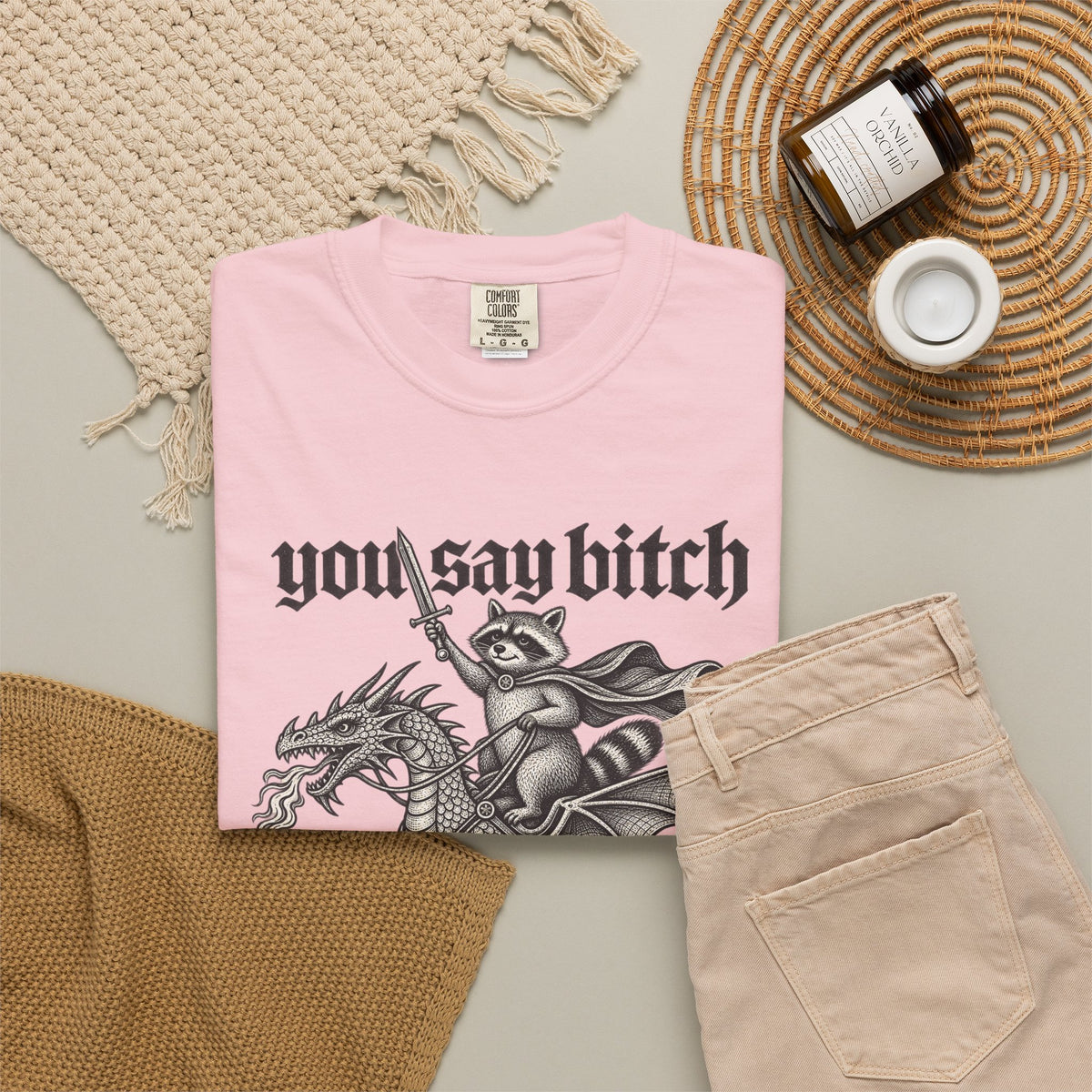 You Say Bitch Like It's A Bad Thing Vintage Gothic Raccoon Dragon T-Shirt
