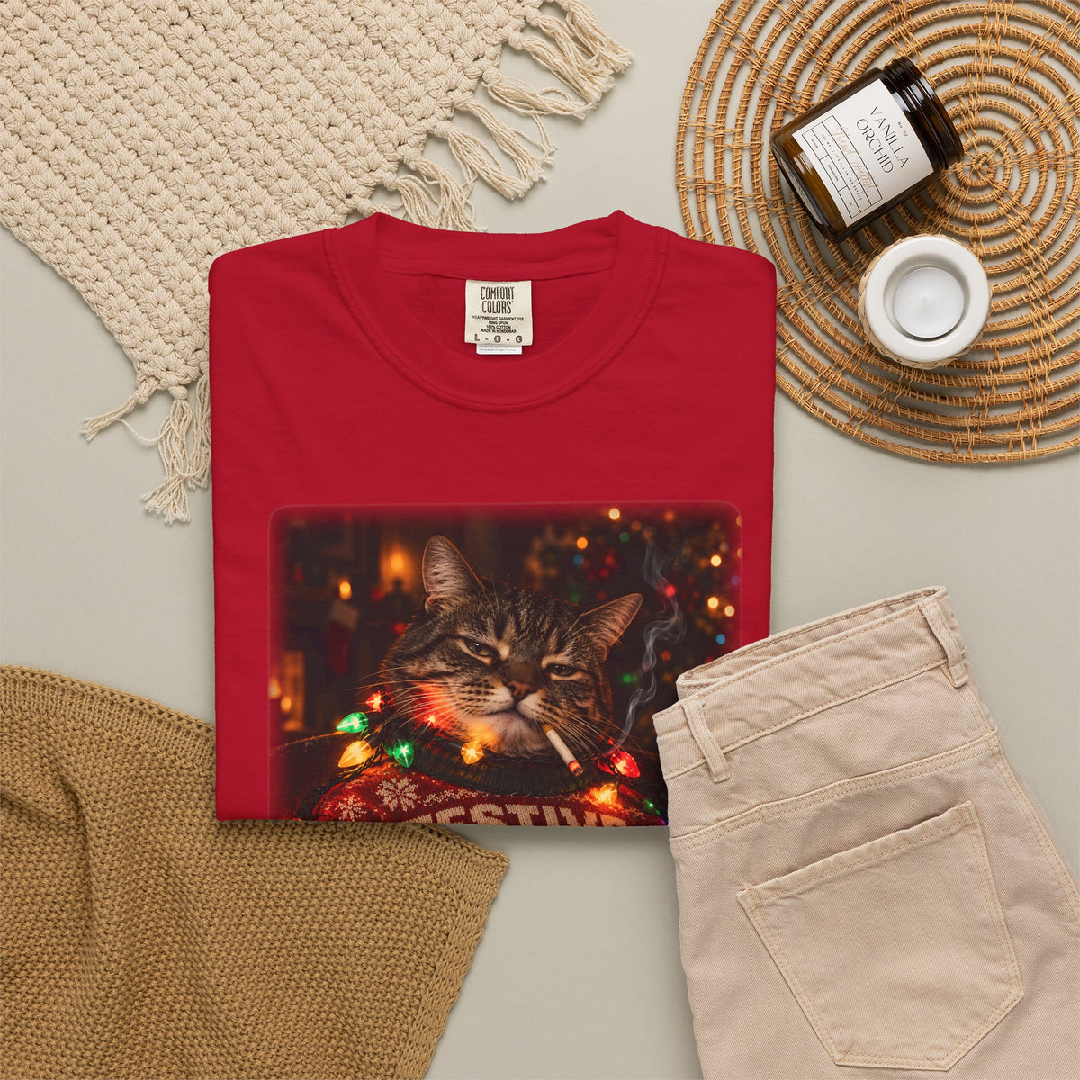 Festive as Fuck Christmas Cat Graphic T-Shirt