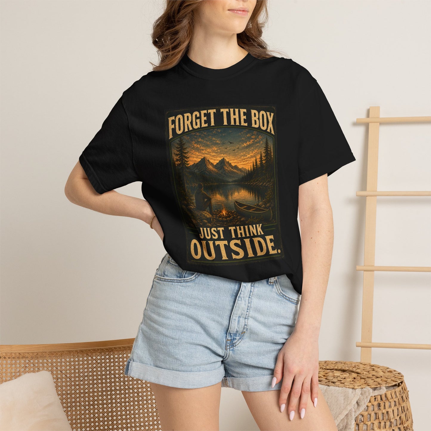 Forget the Box "Think Outside" Camping Hiking T-Shirt