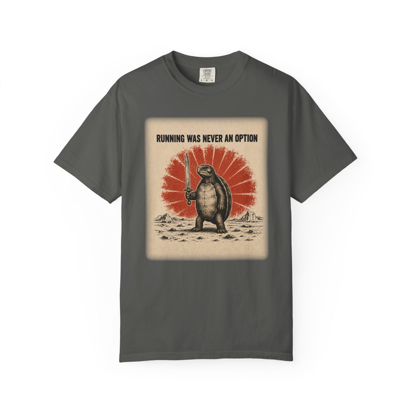 Running Was Never an Option Turtle Shirt | Funny Warrior Turtle Graphic Tee | Vintage Comfort Colors® T-Shirt
