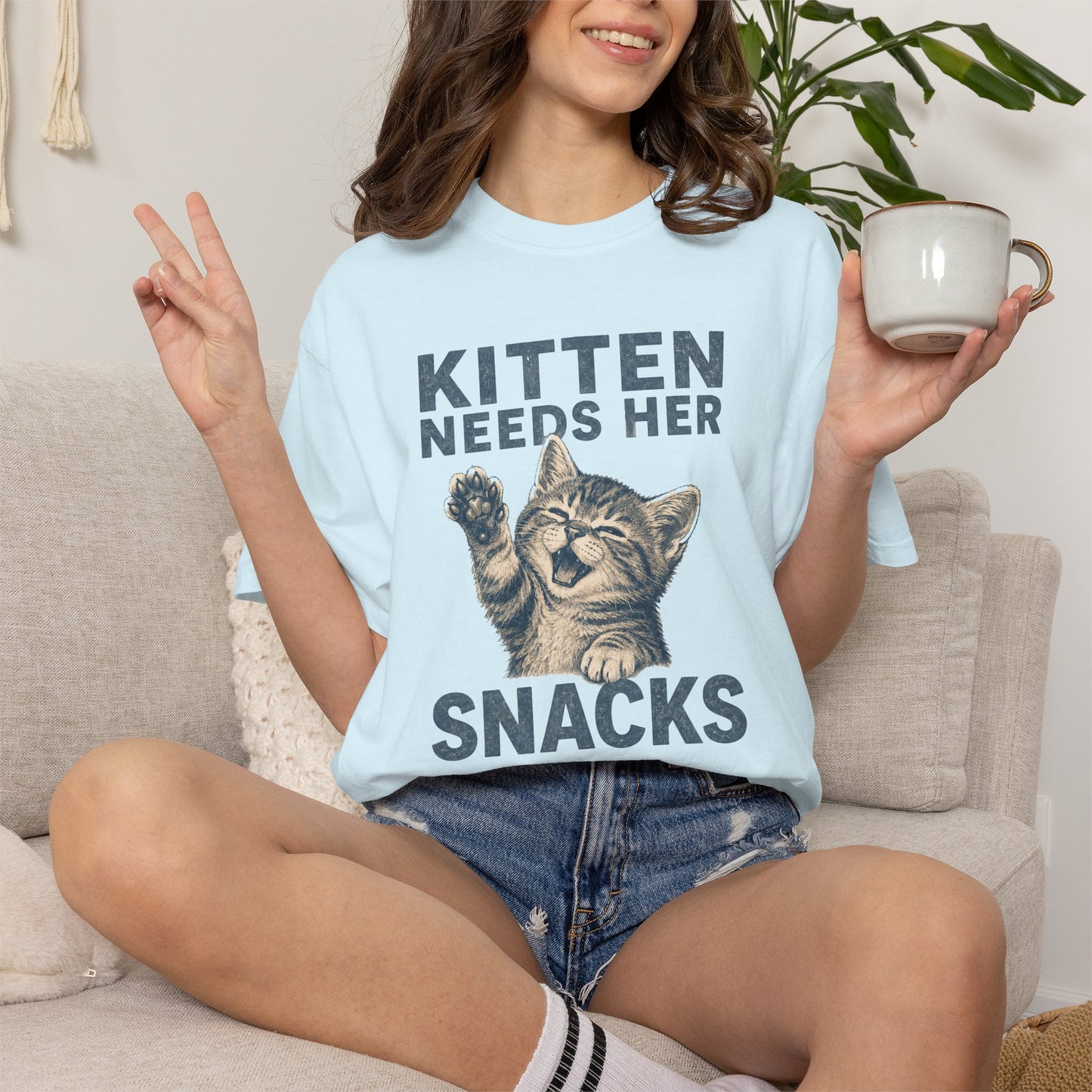 Kitten Needs Her Snacks T-Shirt — Cute Vintage Cat Graphic Tee