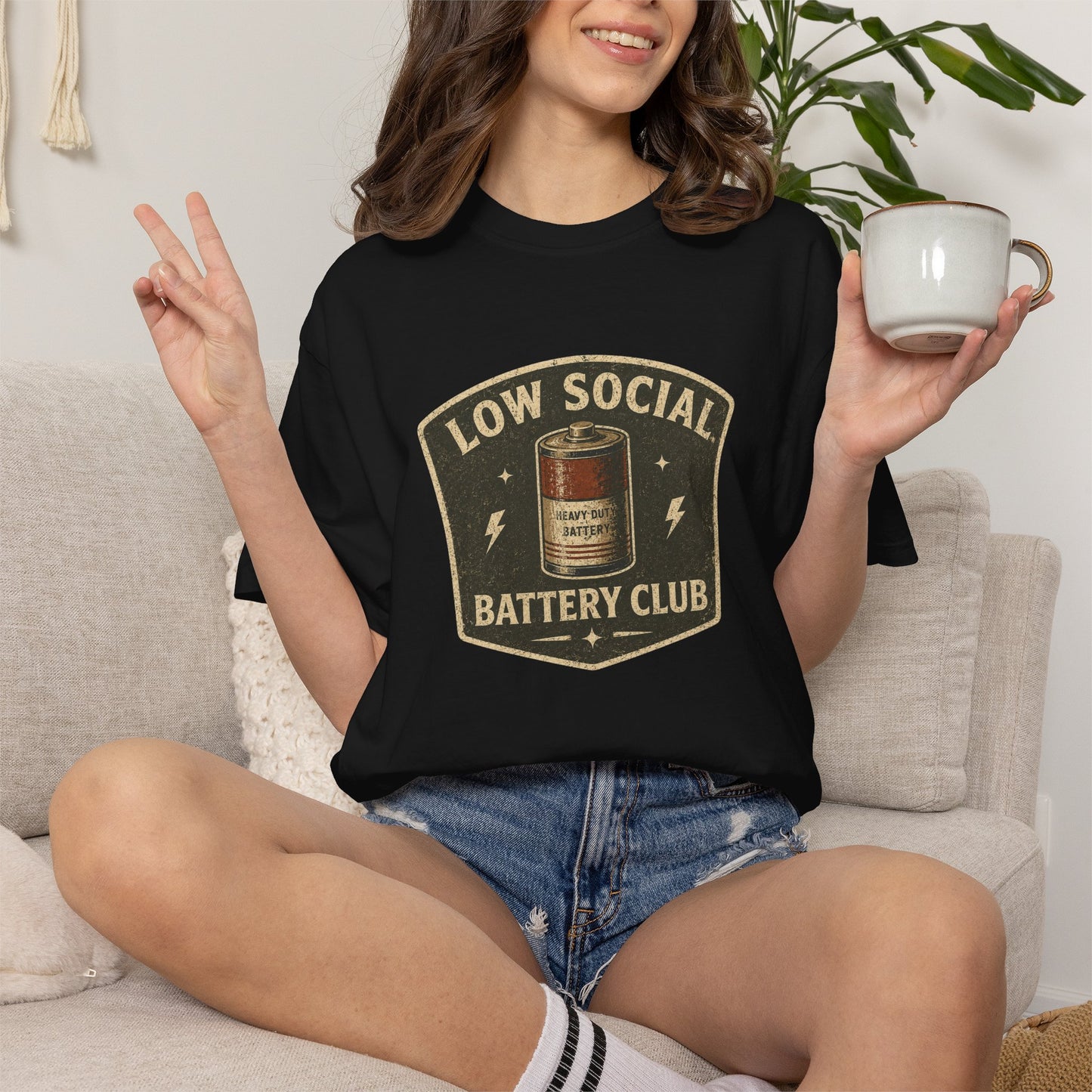 Low Social Battery Club Vintage Patch T-Shirt