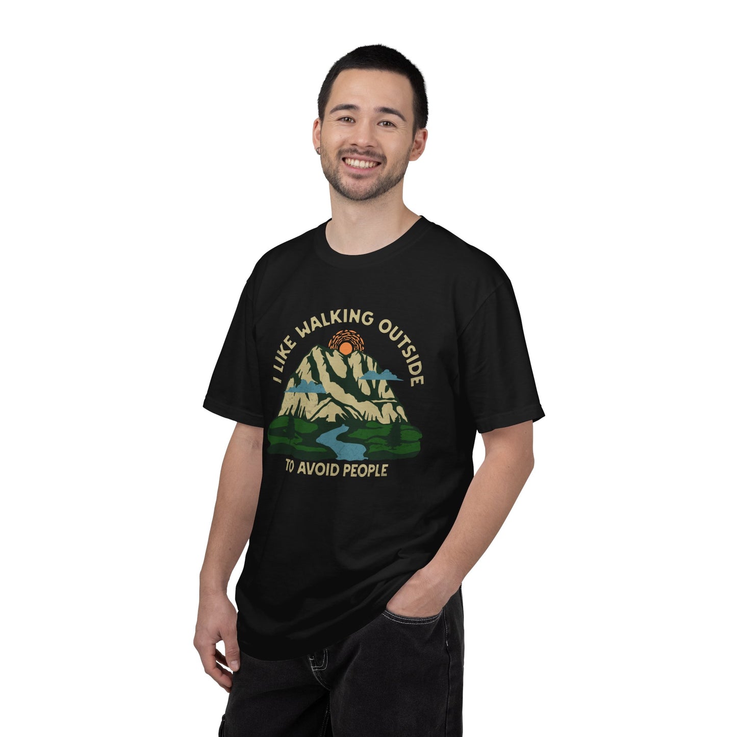 I Like Walking Outside to Avoid People Funny Hiking Introvert Nature Graphic T-Shirt