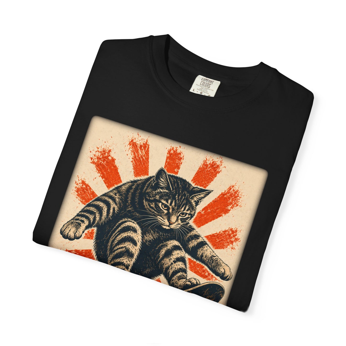 Skateboarding Cat Graphic T-Shirt | Funny Cat Skateboard Graphic Tee