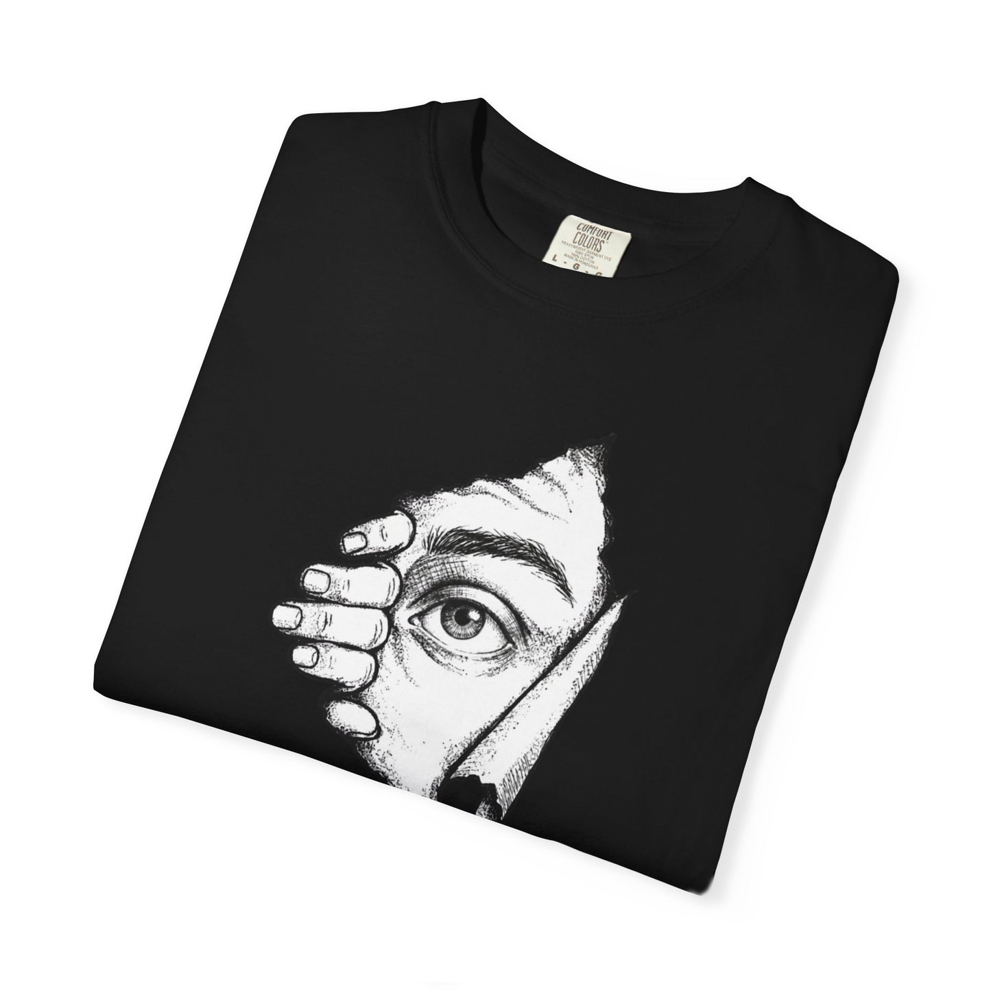 Peekaboo Curious Eye Graphic Peeking Eye Tee, Minimalist Black & White Art Shirt