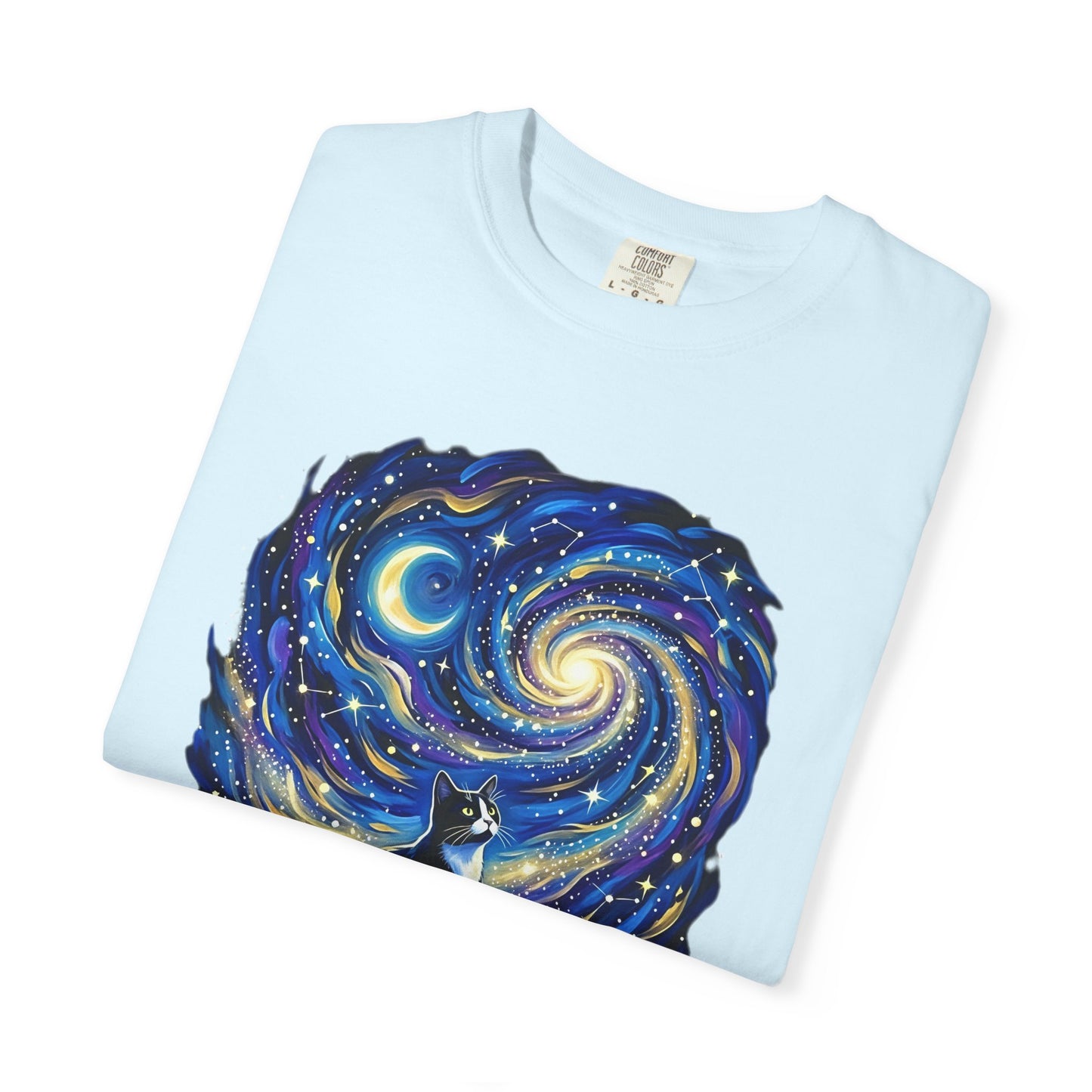 Purry Night Celestial Cat Shirt | Starry Night Cat Graphic T-Shirt