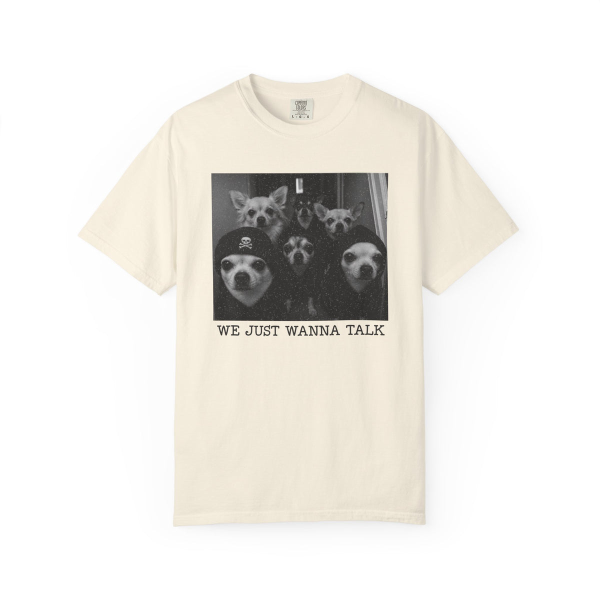Vintage Chihuahua Photo 'We Just Wanna Talk' Dog T-Shirt