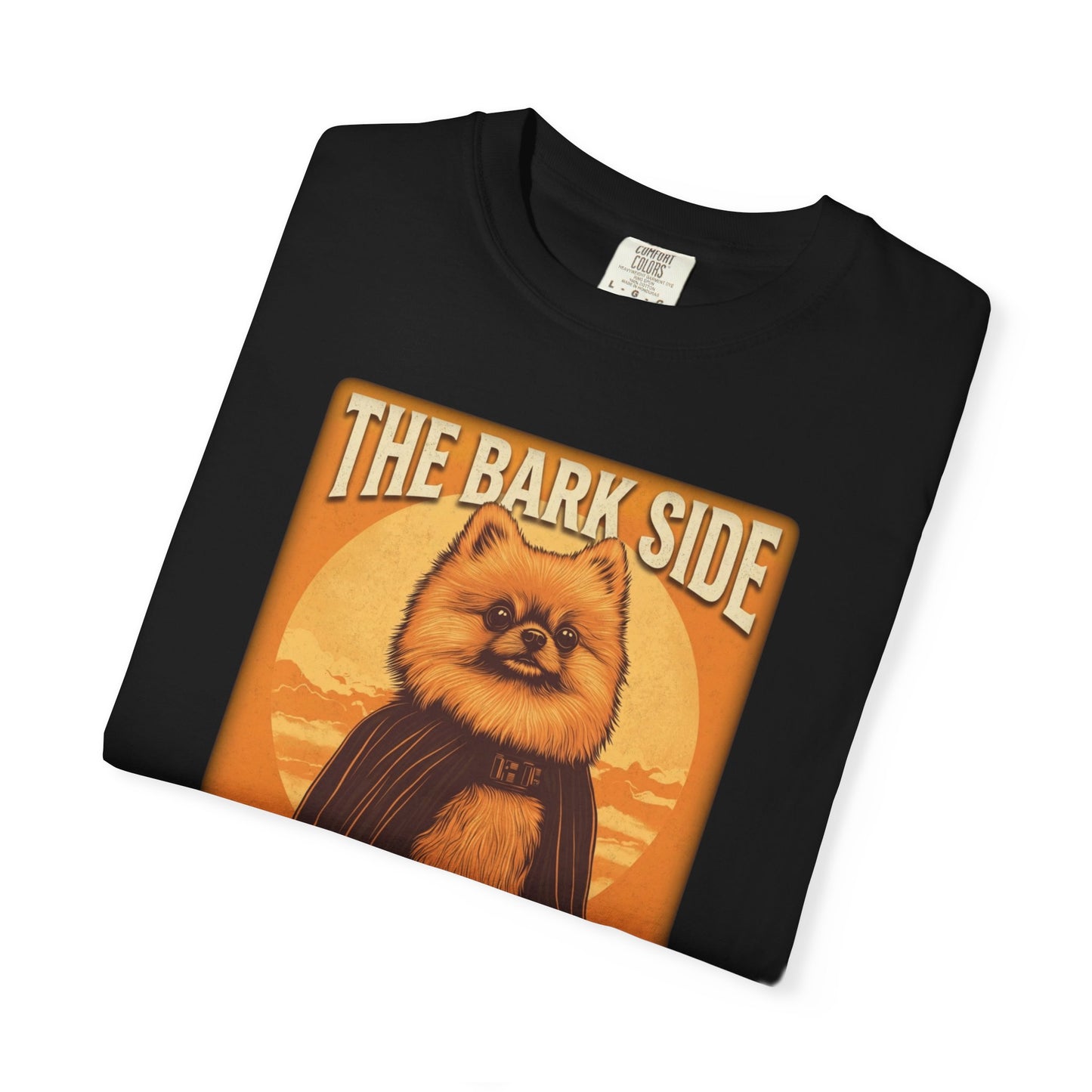 The Bark Side Funny Pomeranian Star Wars Inspired Dog T-Shirt | Cute Retro Dog Lover Tee