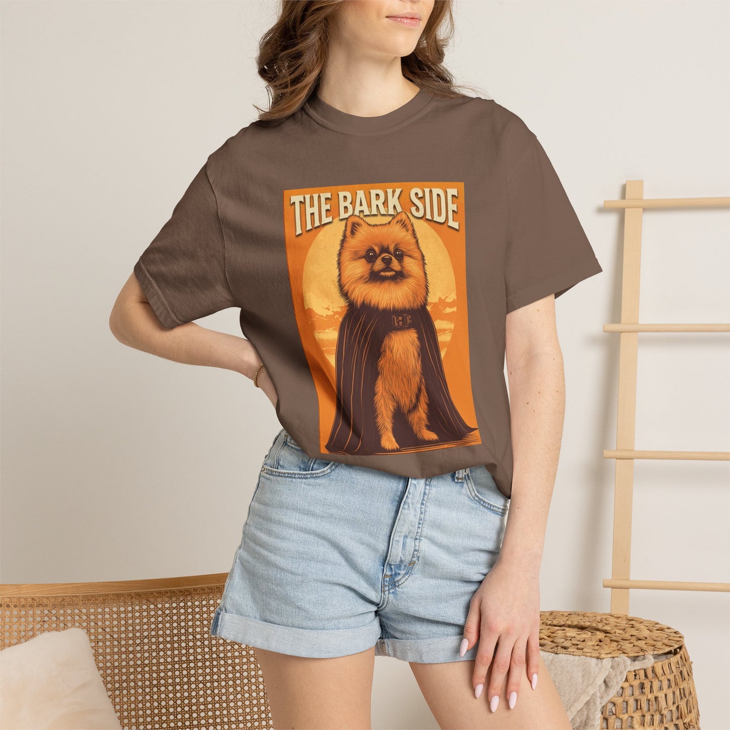 The Bark Side Funny Pomeranian Star Wars Inspired Dog T-Shirt | Cute Retro Dog Lover Tee