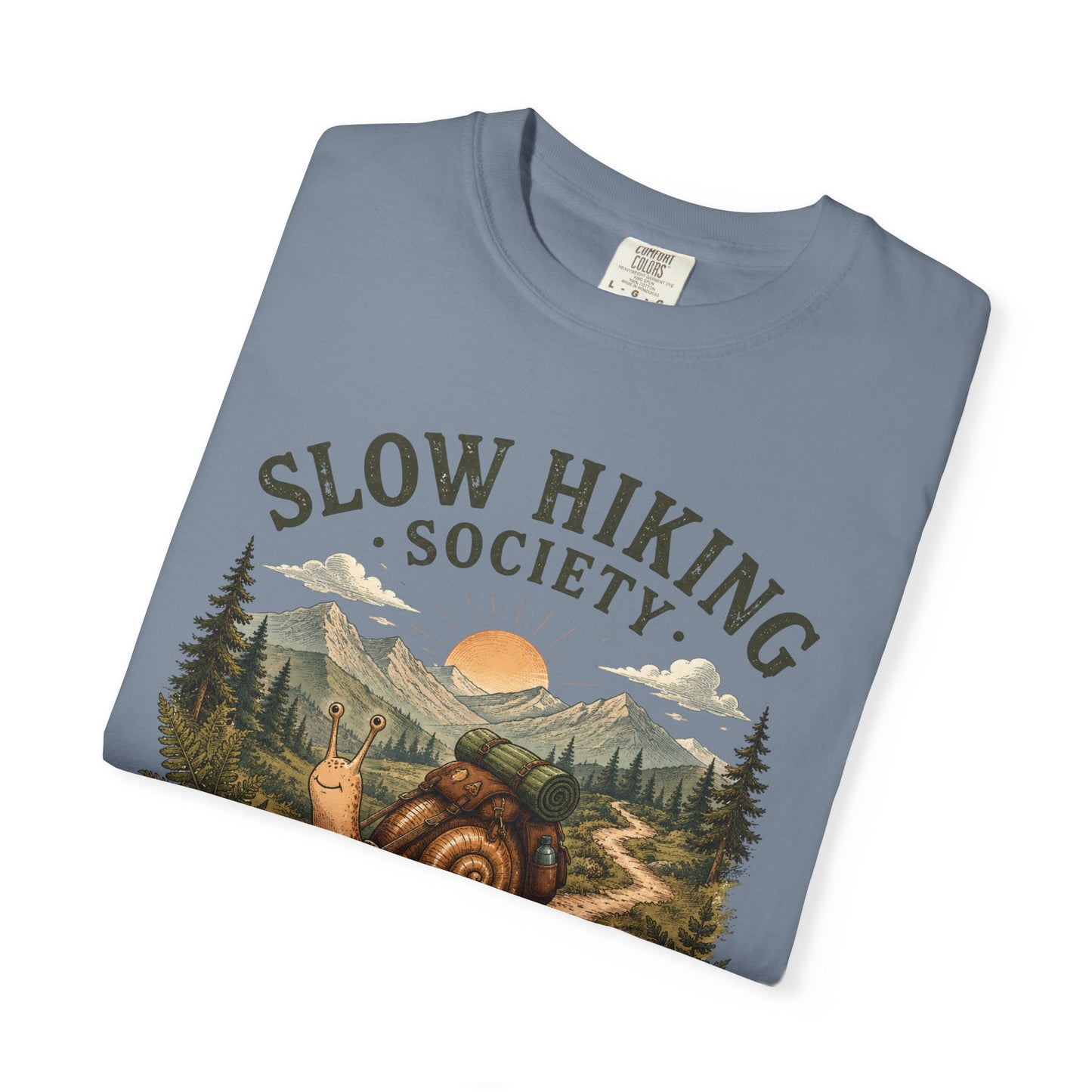Slow Hiking Society T-Shirt, Retro Snail Vintage Be There When I Get There Nature Tee