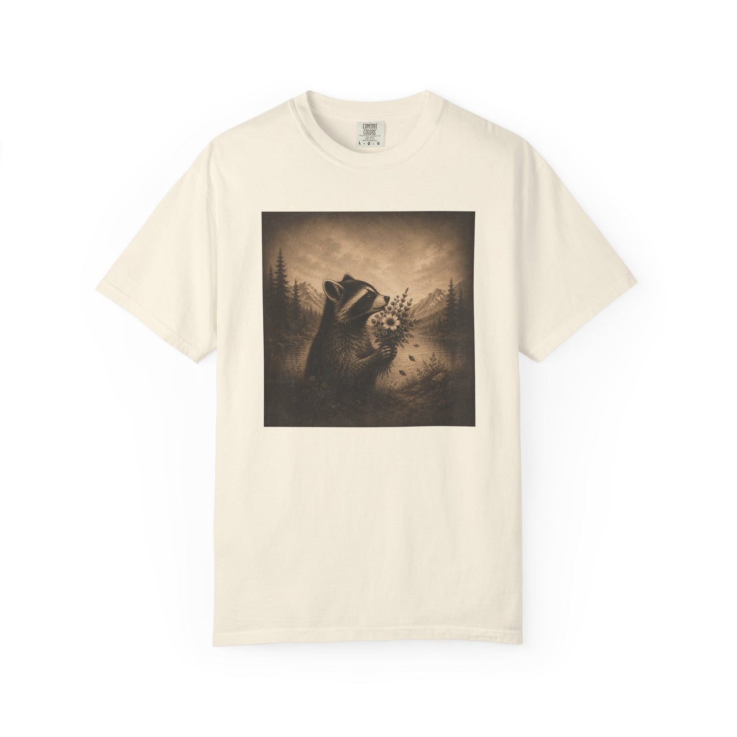 Raccoon with Roses Vintage T-Shirt — Moody Distressed Art