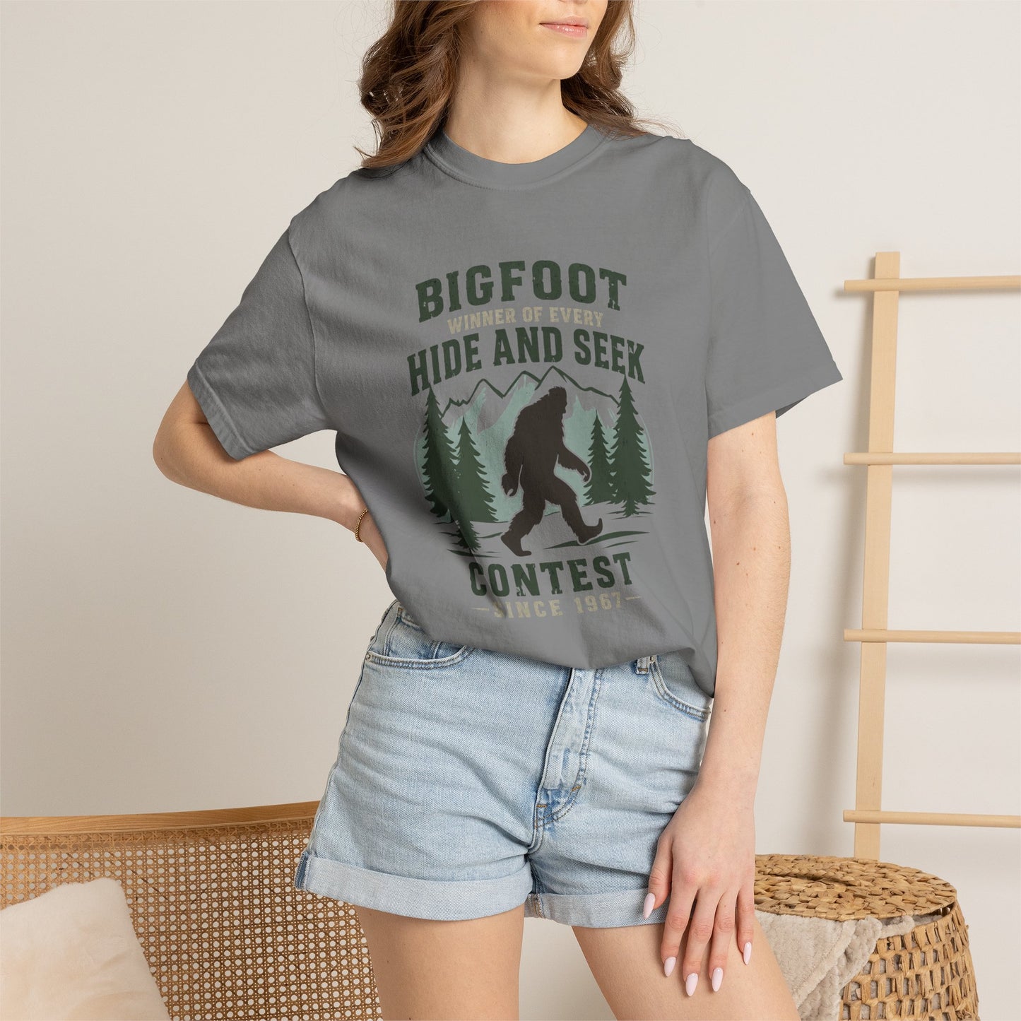 Bigfoot Hide and Seek Contest T-Shirt — Vintage Sasquatch Graphic Tee