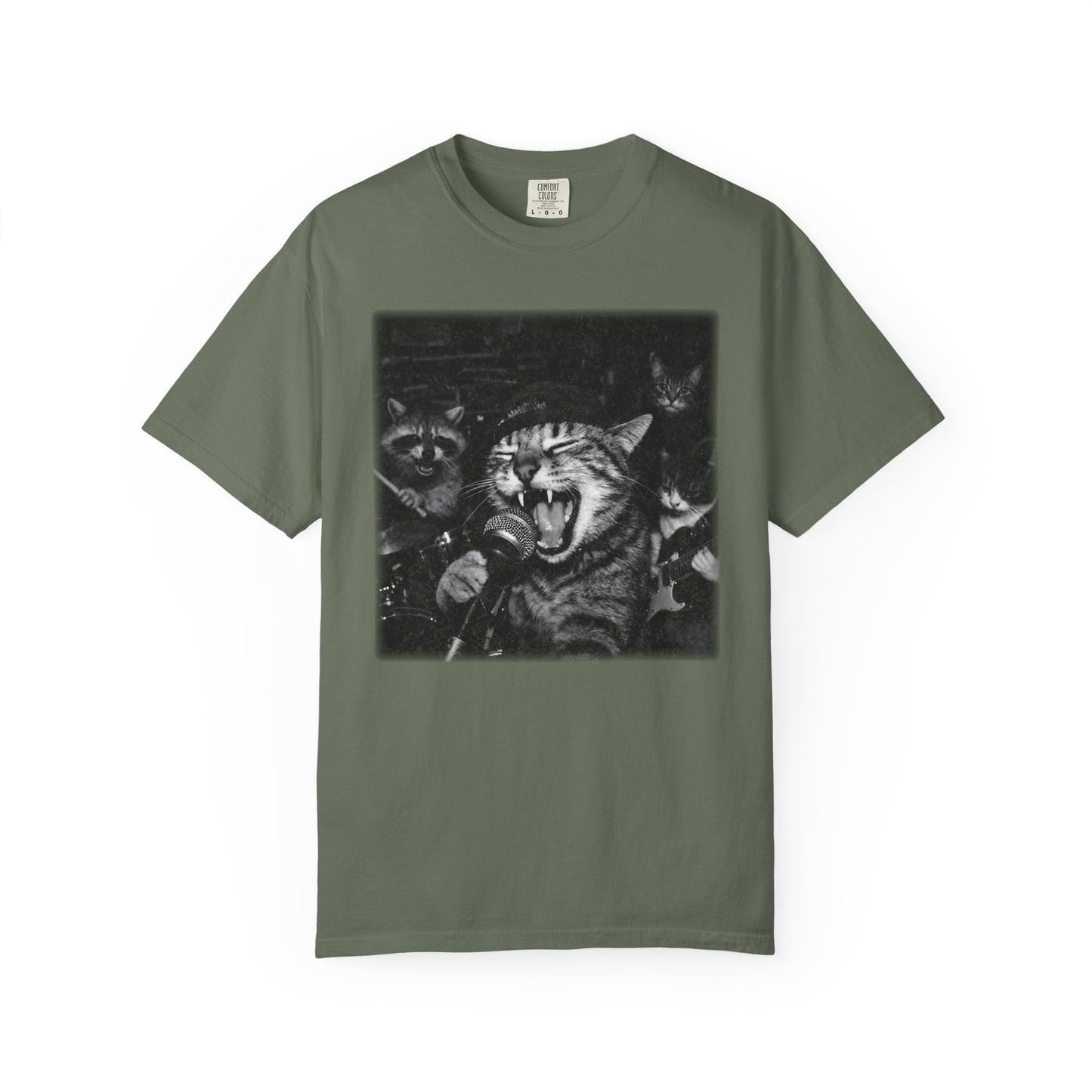 Garage Band Animals T-Shirt — 'Rocking Out' Cat & Squirrel Photorealistic Tee