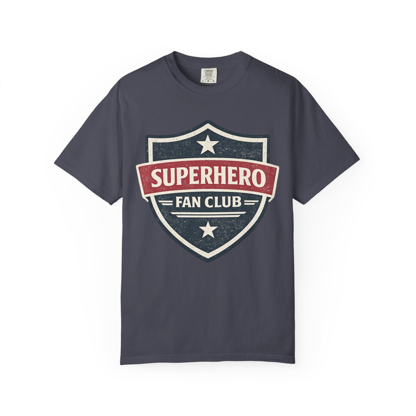 Superhero Fan Club Retro Shield T-Shirt Vintage Comic Graphic Tee