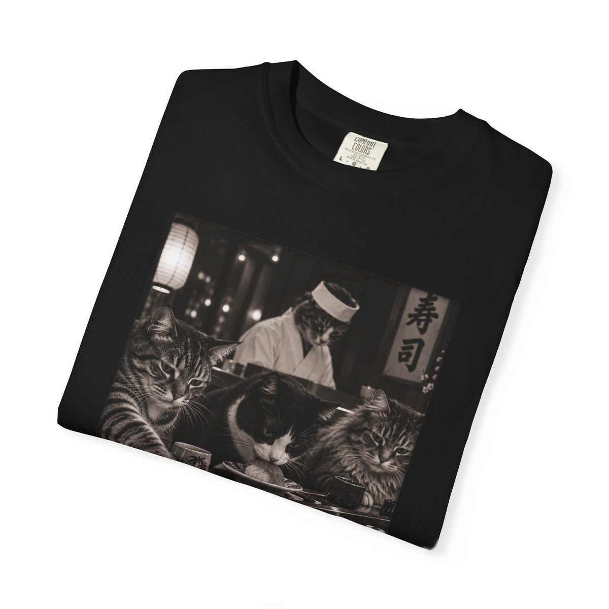 Cats at a Sushi Bar Shirt - Funny Vintage Japanese Sushi Bar Photo Tee