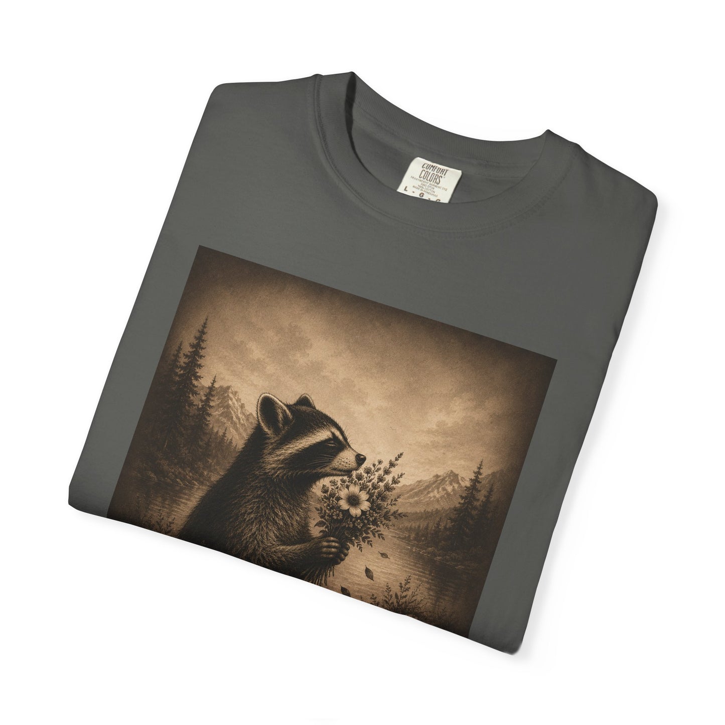 Raccoon with Roses Vintage T-Shirt — Moody Distressed Art