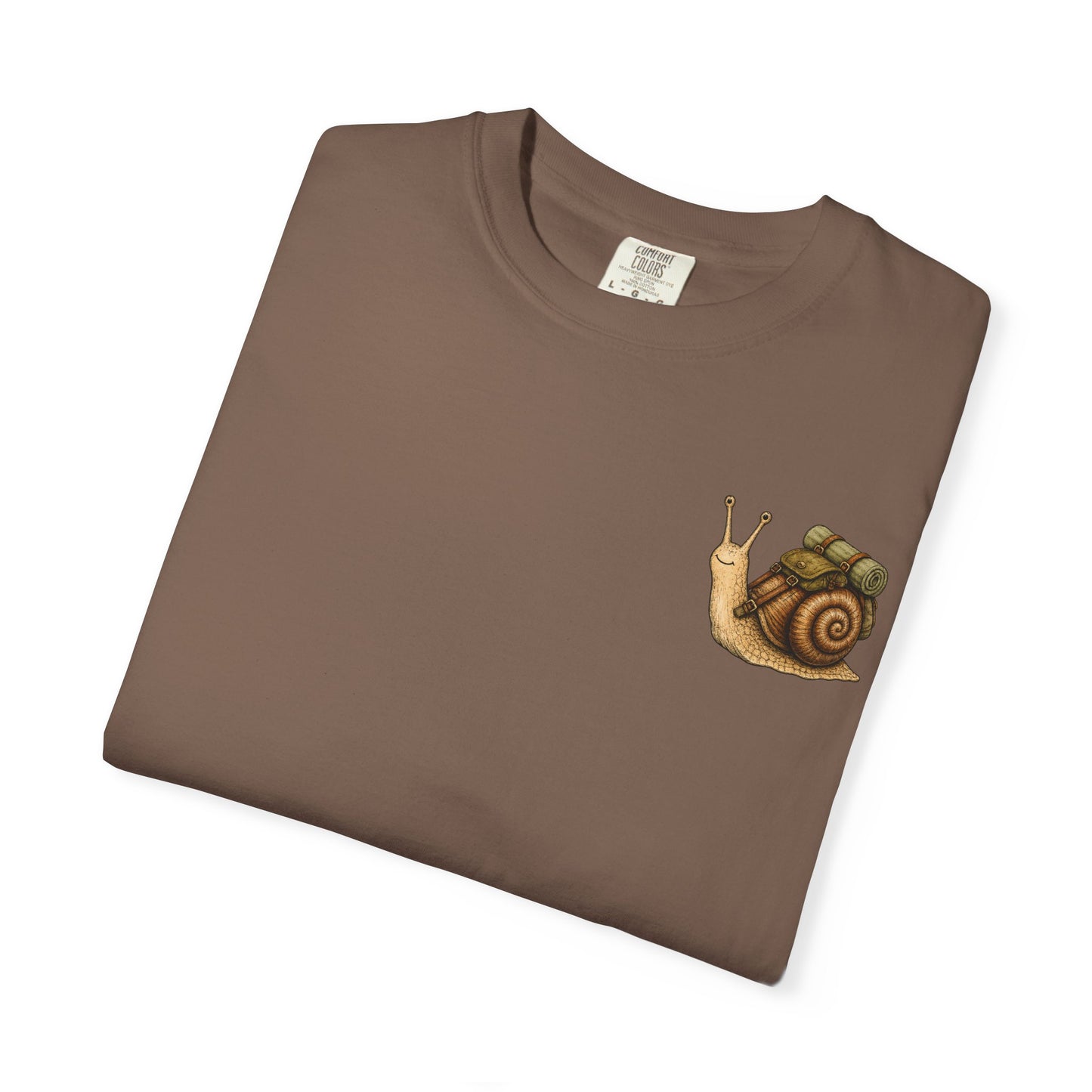 Snail Pocket T-Shirt — Cute Minimal Animal Slow Adventure Graphic Tee