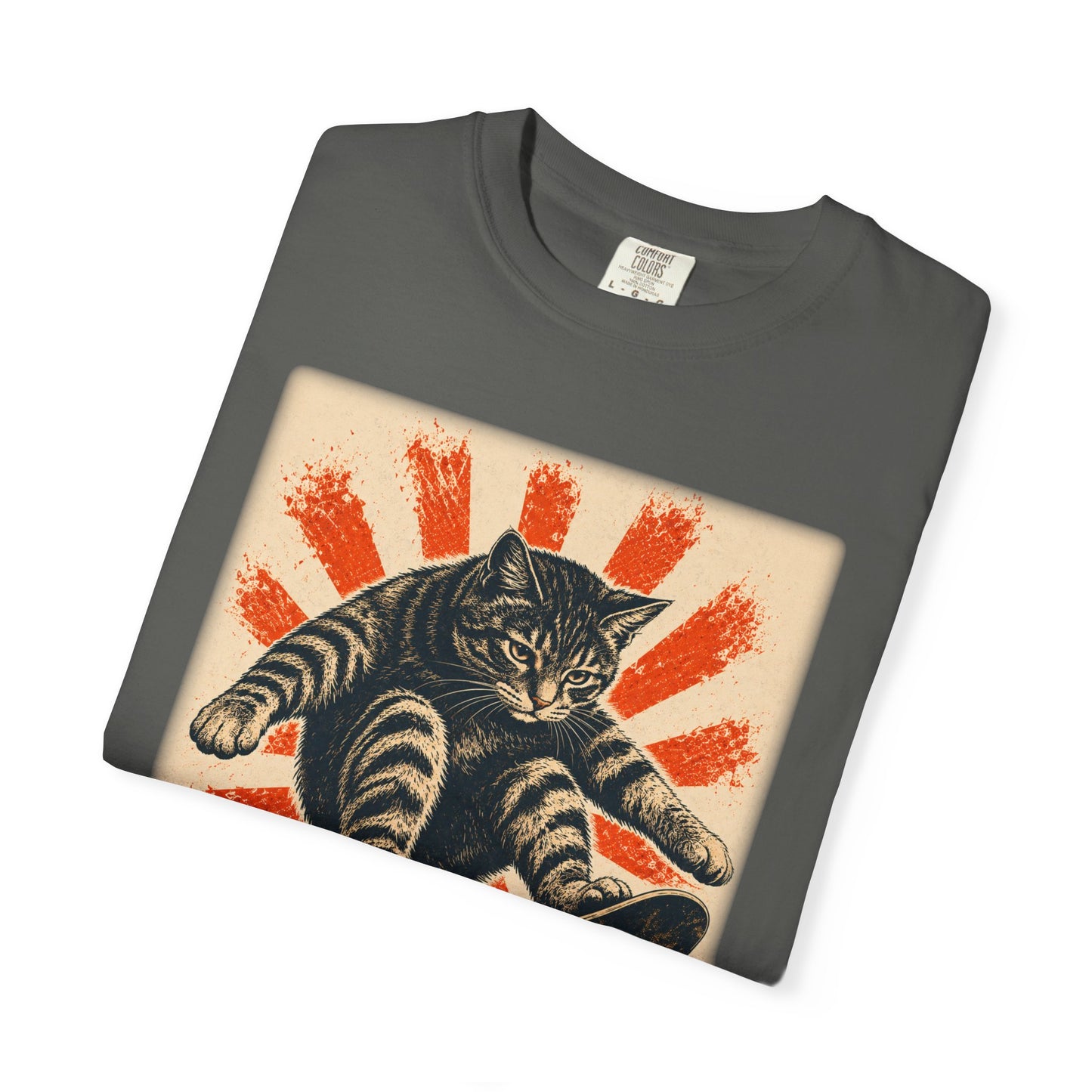 Skateboarding Cat Graphic T-Shirt | Funny Cat Skateboard Graphic Tee