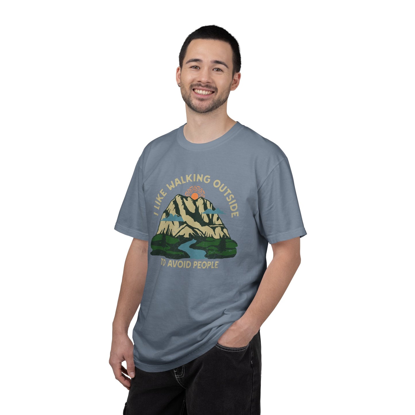 I Like Walking Outside to Avoid People Funny Hiking Introvert Nature Graphic T-Shirt