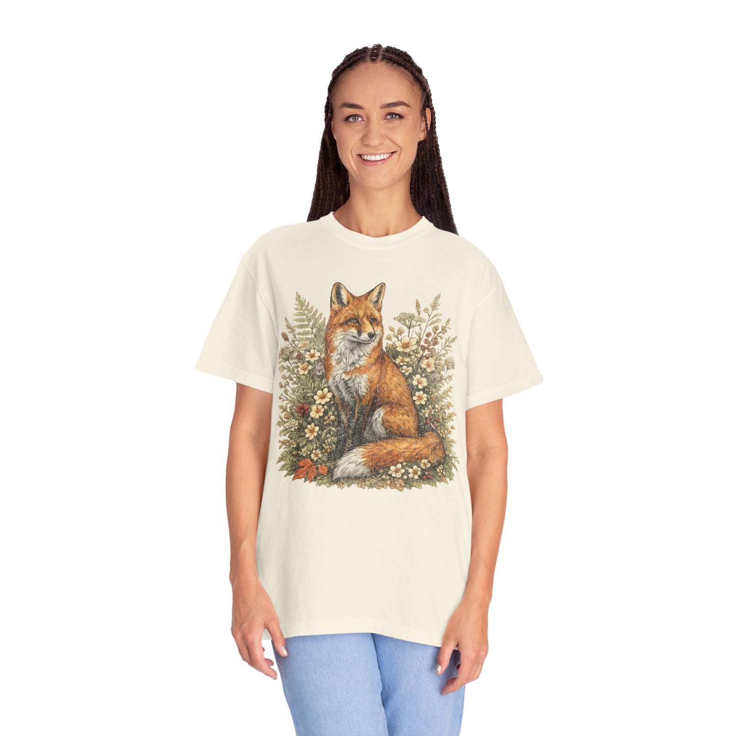 Vintage Fox & Wildflower Botanical Woodland Wldlife T-Shirt
