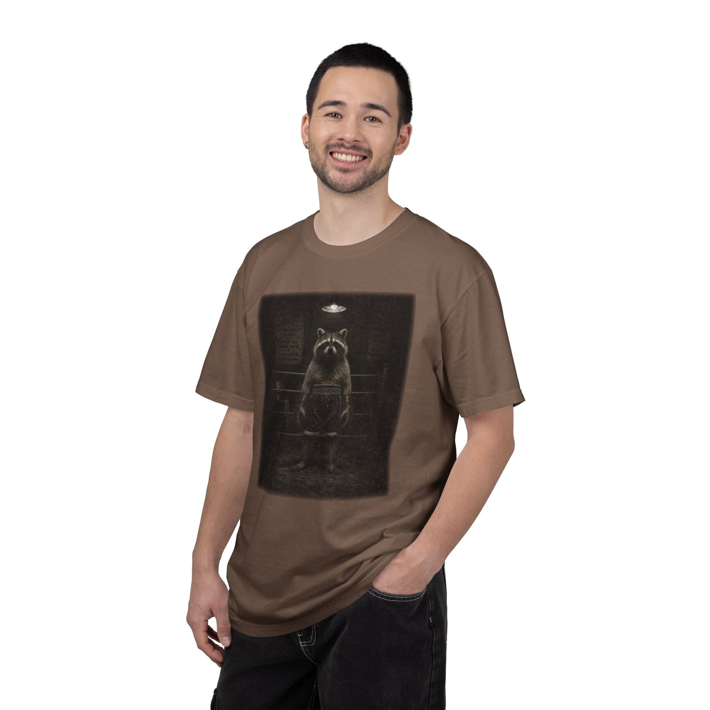 Raccoon Boxer T-Shirt | Fighting the Chaos | Vintage Animal Graphic Tee | Unisex Comfort Colors Shirt