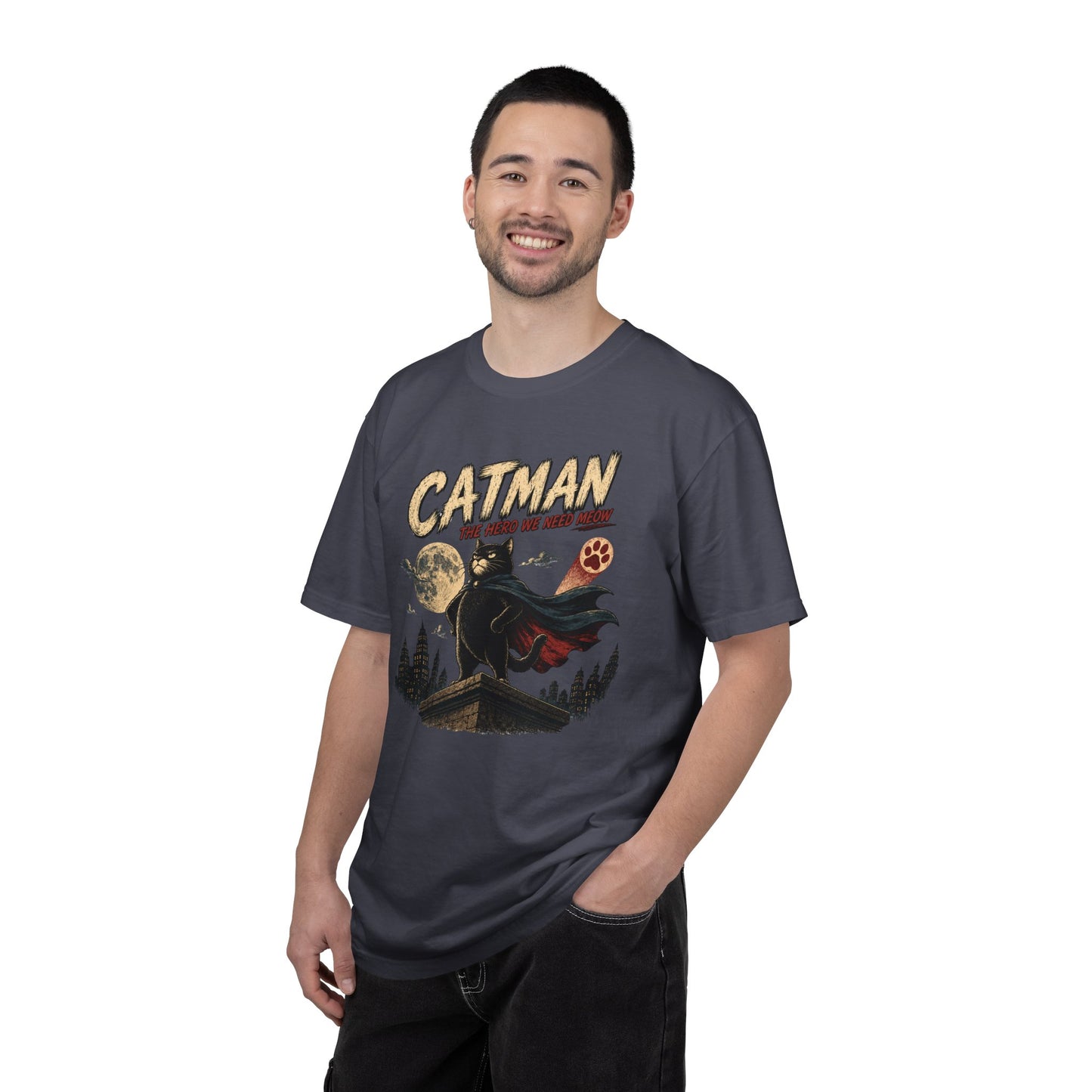 Catman Retro Comic T-Shirt — Vintage Superhero Cat The Hero We Need Meow Design