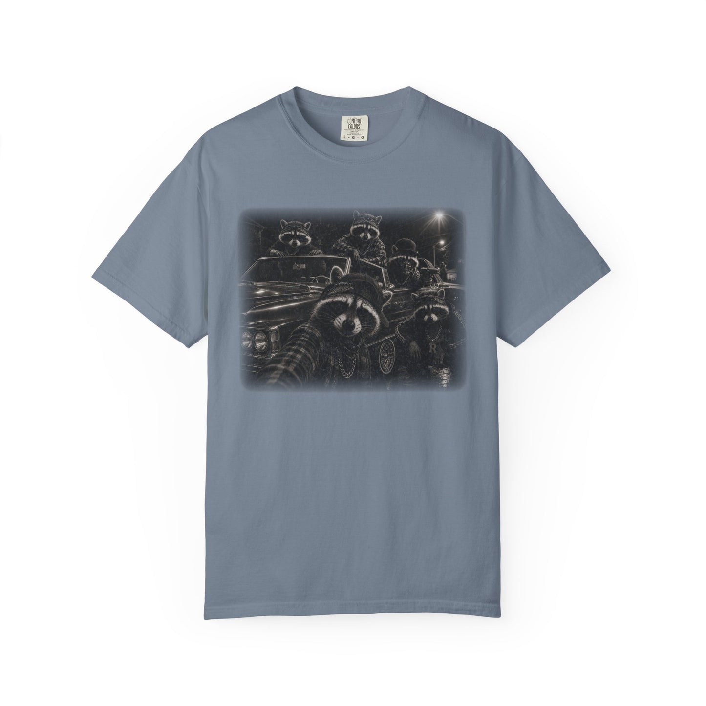 Gangsta Raccoons in 70s Lincoln Convertible T-Shirt